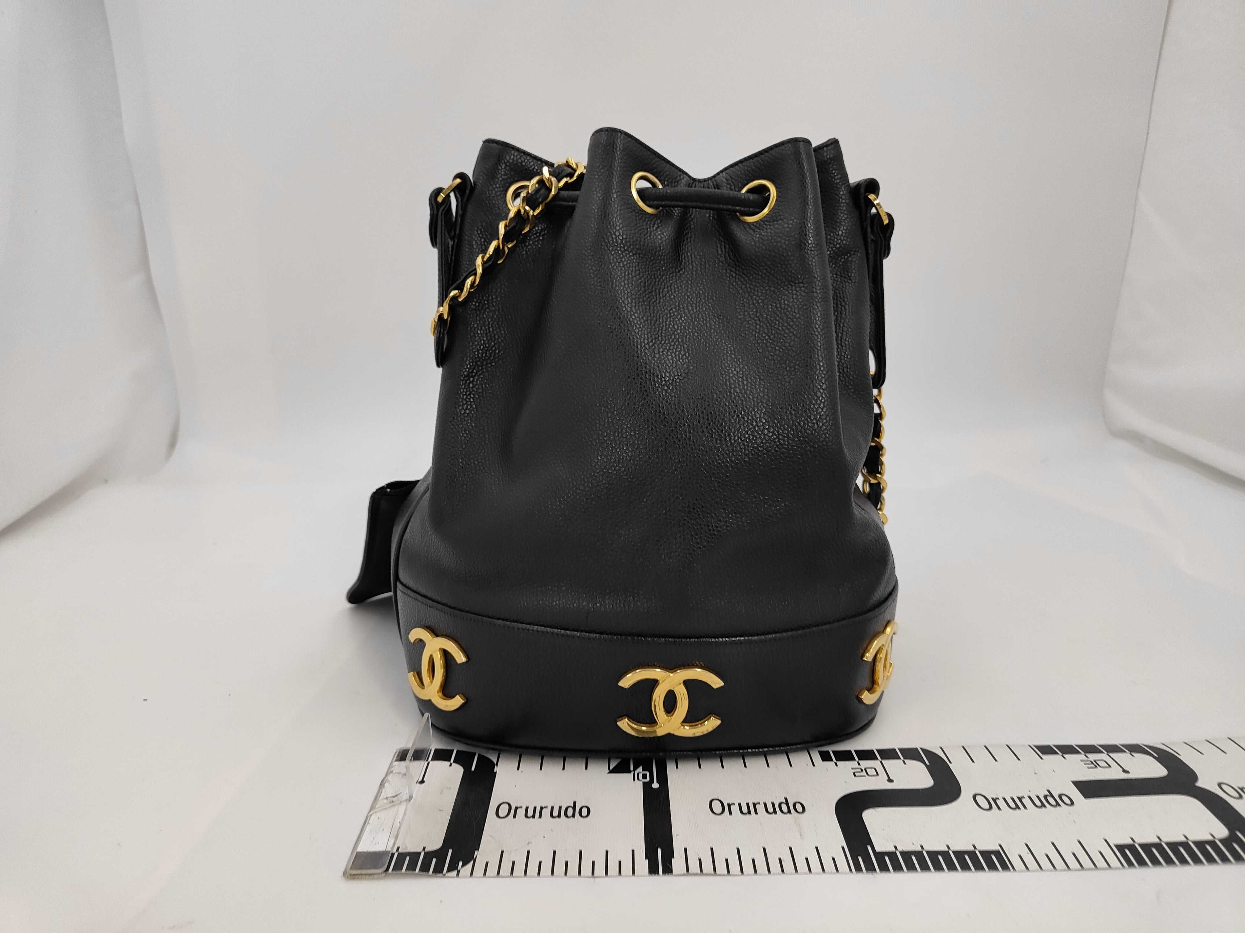 Caviar Skin Triple Coco Drawstring Chain Shoulder Bag with Pouch — view 2