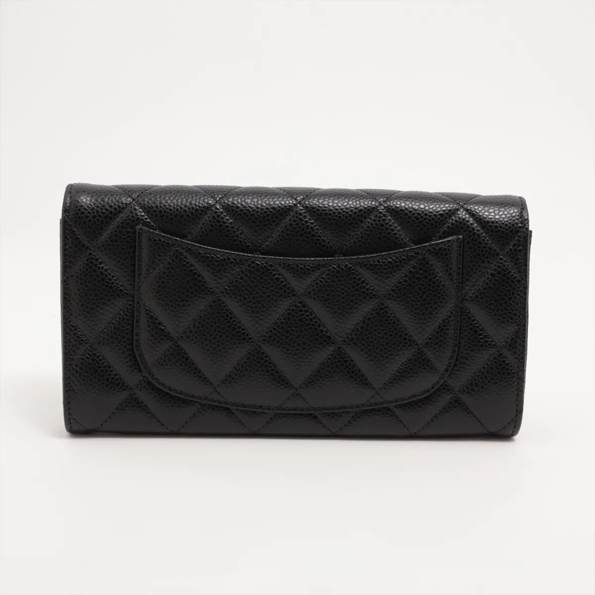 Matelasse Caviar Skin Long Wallet Black Gold Hardware CA8T6E49 — view 2