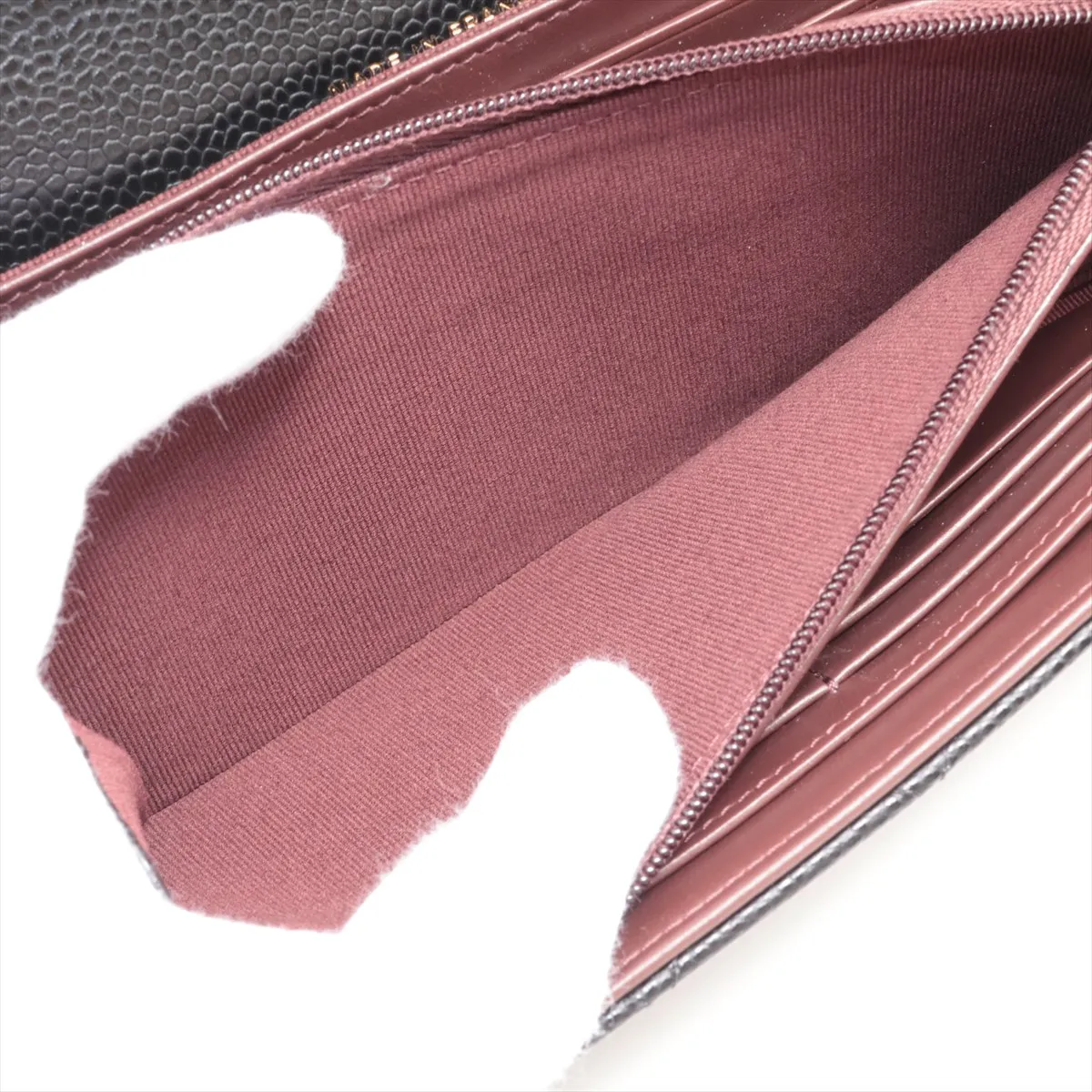 Matelasse Caviar Skin Long Wallet Black Gold Hardware CA8T6E49 — view 9