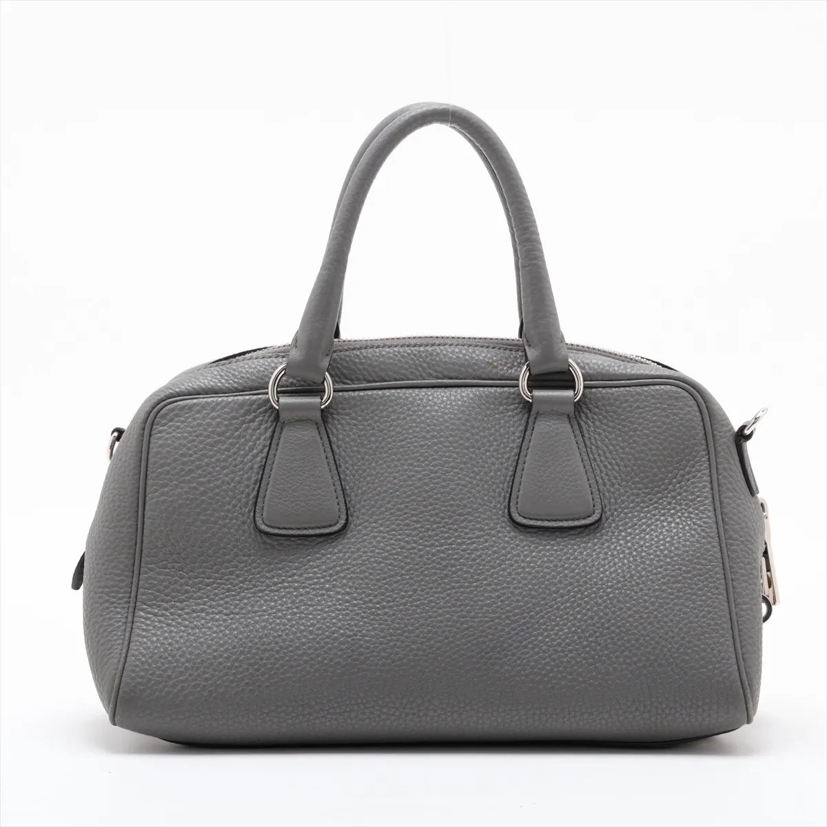 Vitello Daino Leather 2-Way Handbag, Gray — view 2