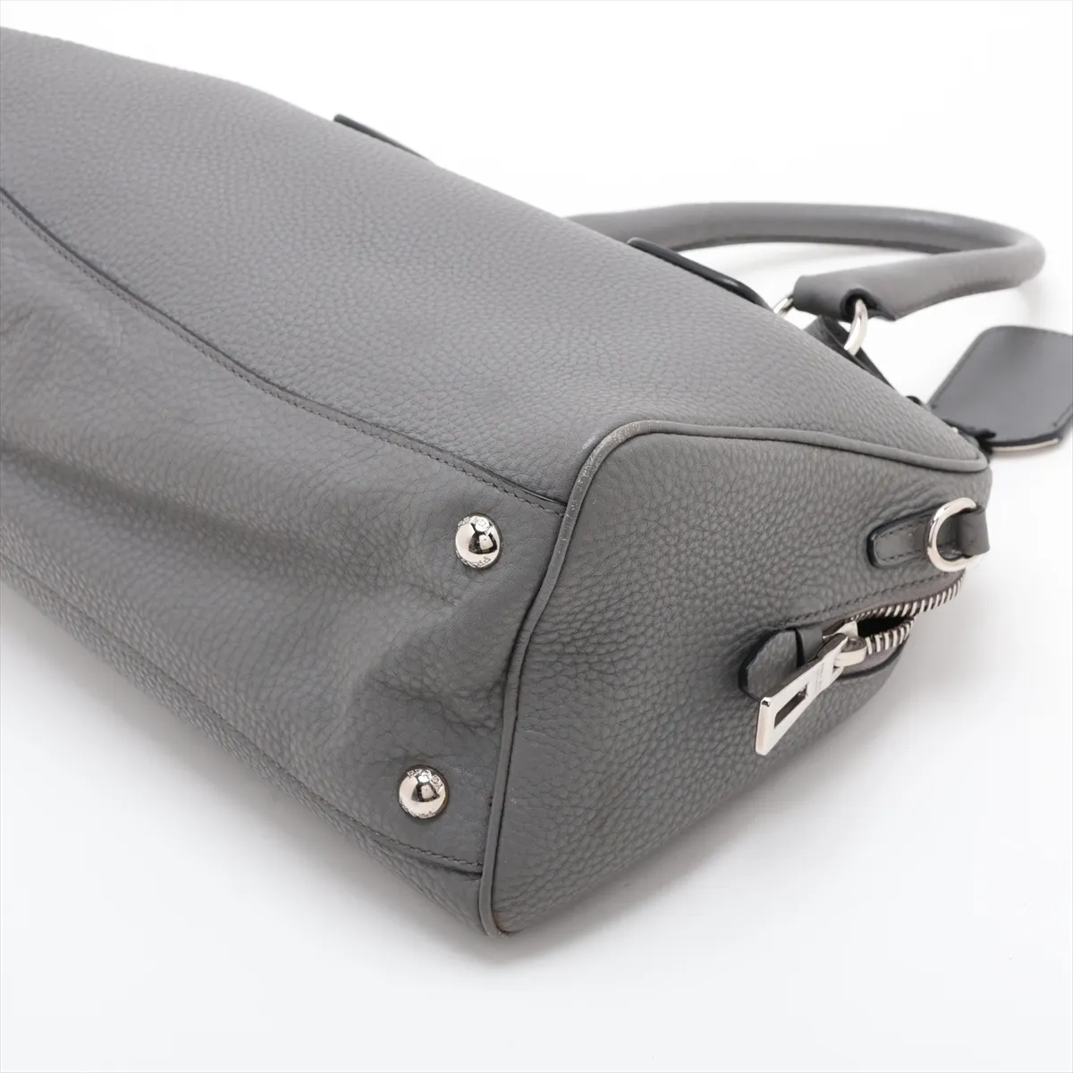 Vitello Daino Leather 2-Way Handbag, Gray — view 3