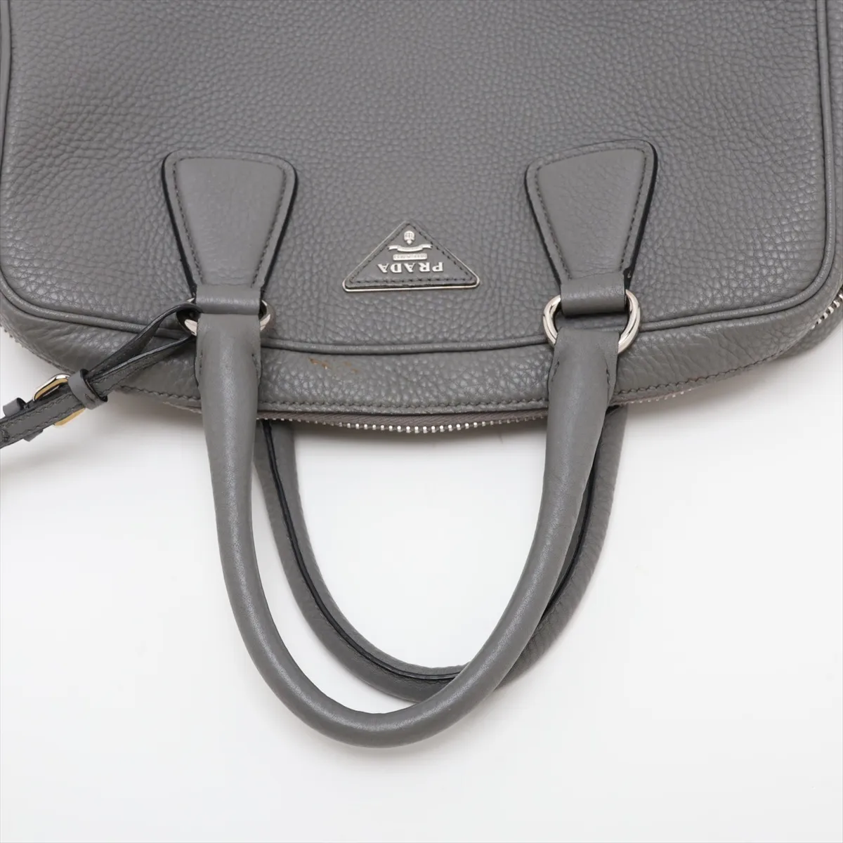Vitello Daino Leather 2-Way Handbag, Gray — view 5
