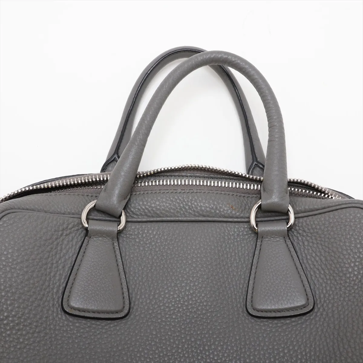 Vitello Daino Leather 2-Way Handbag, Gray — view 6