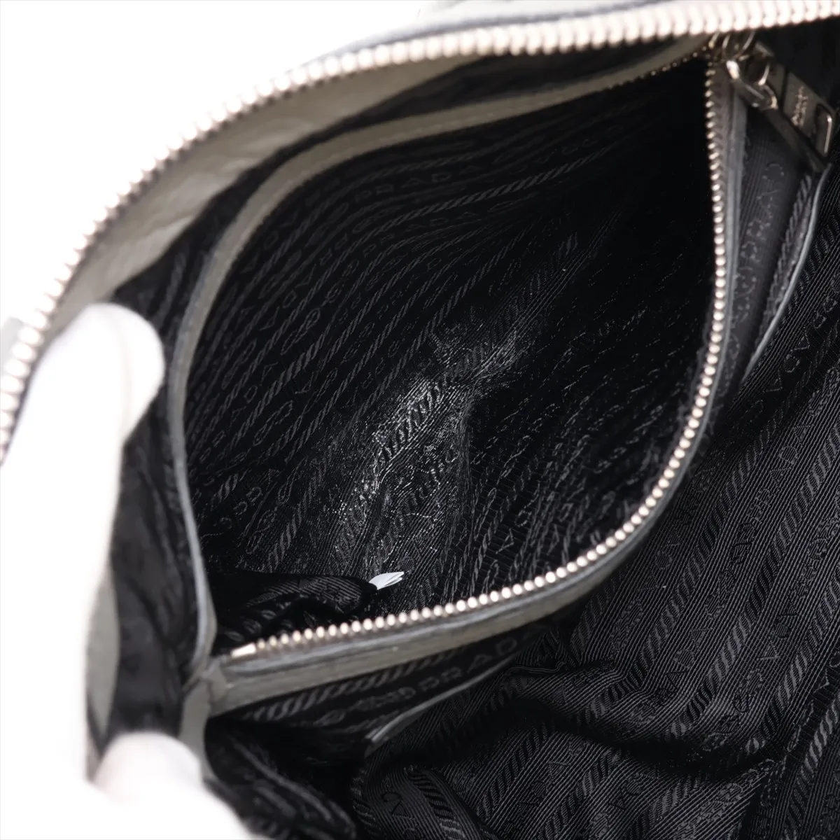 Vitello Daino Leather 2-Way Handbag, Gray — view 9