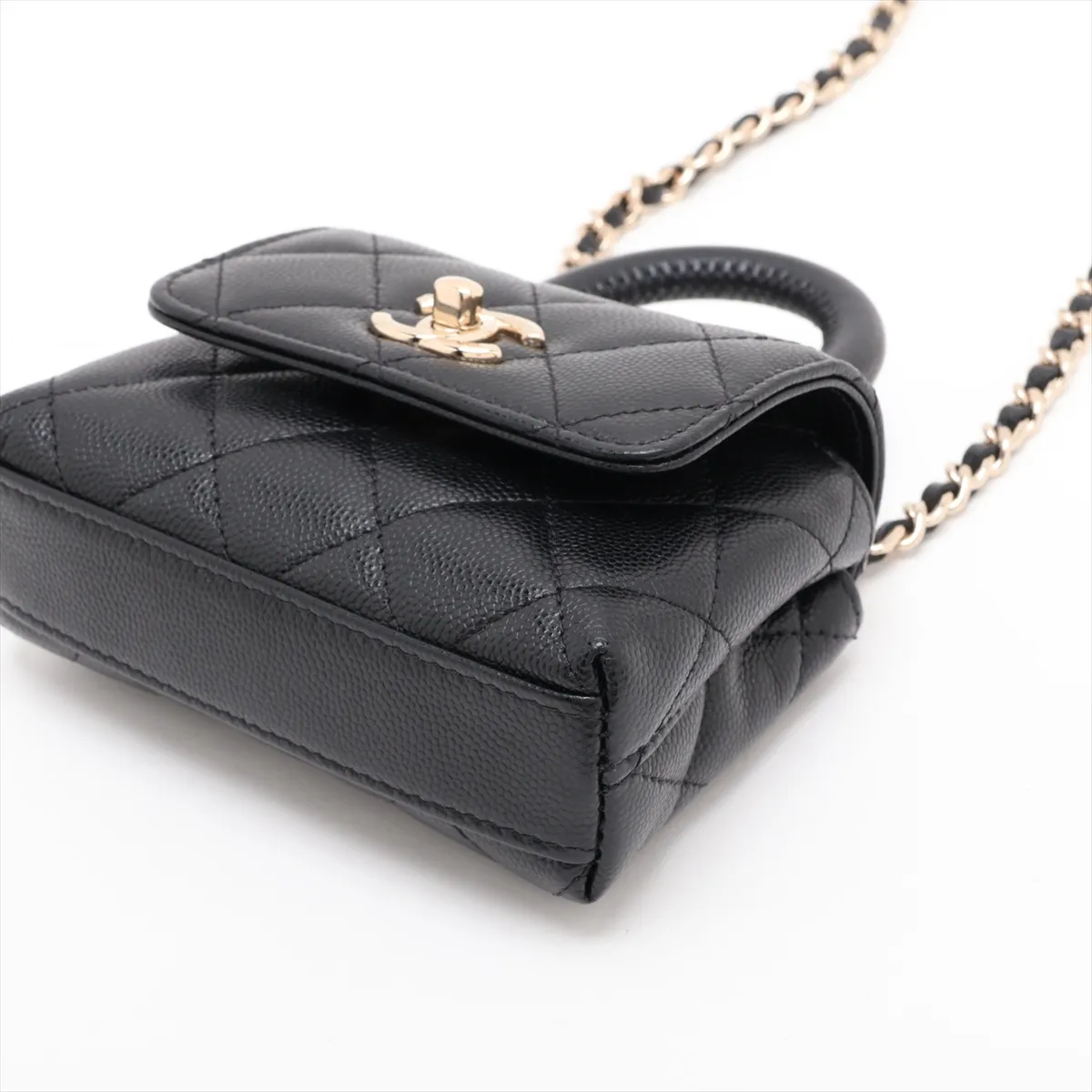 Coco Handle Micro Caviar Skin 2-Way Shoulder Bag, Black with Gold Hardware, GN0XACHE, Random Serial Number AP4245 — view 3