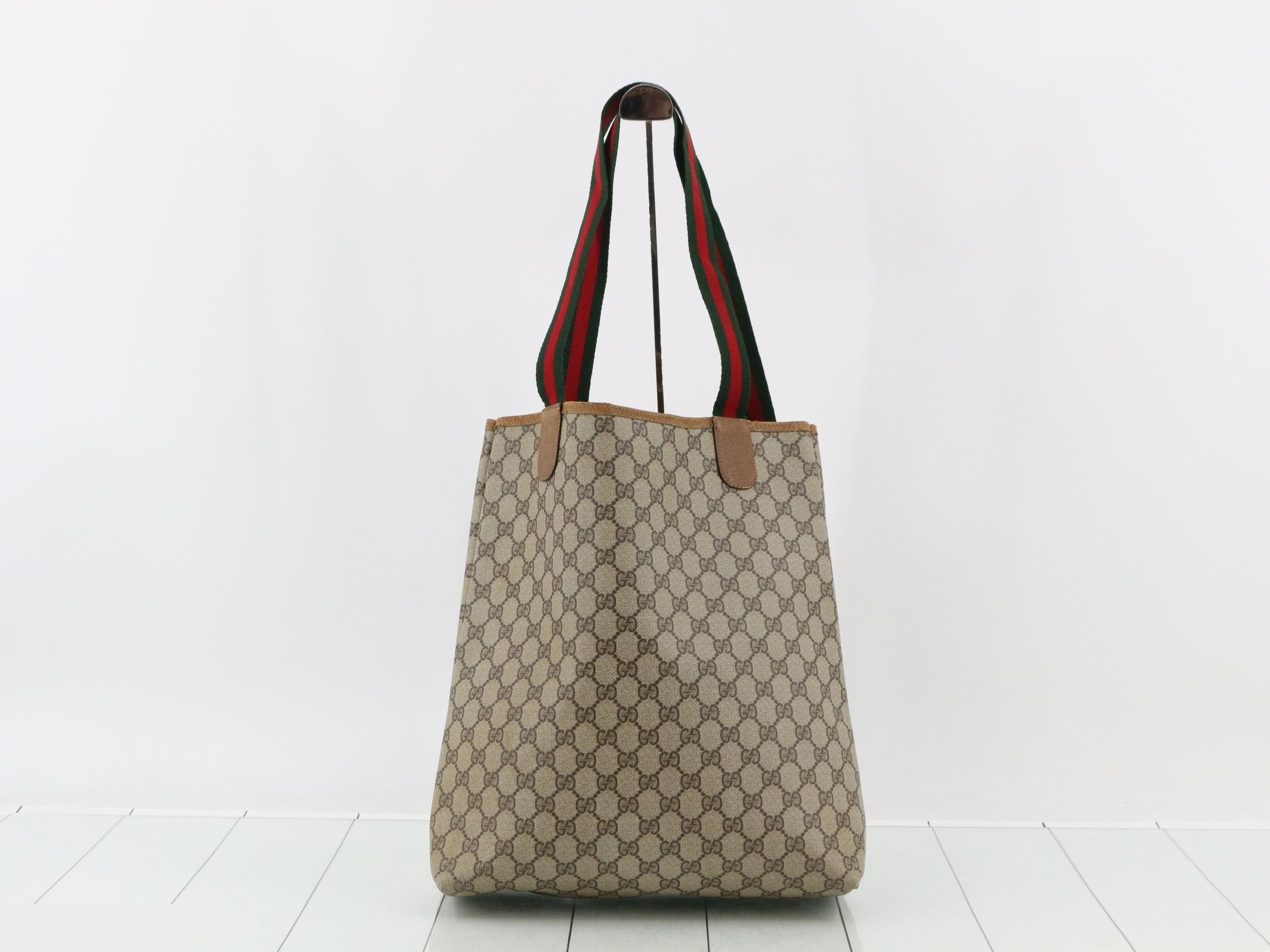 GG Supreme Sherry Line Tote Bag, PVC x Leather — view 2