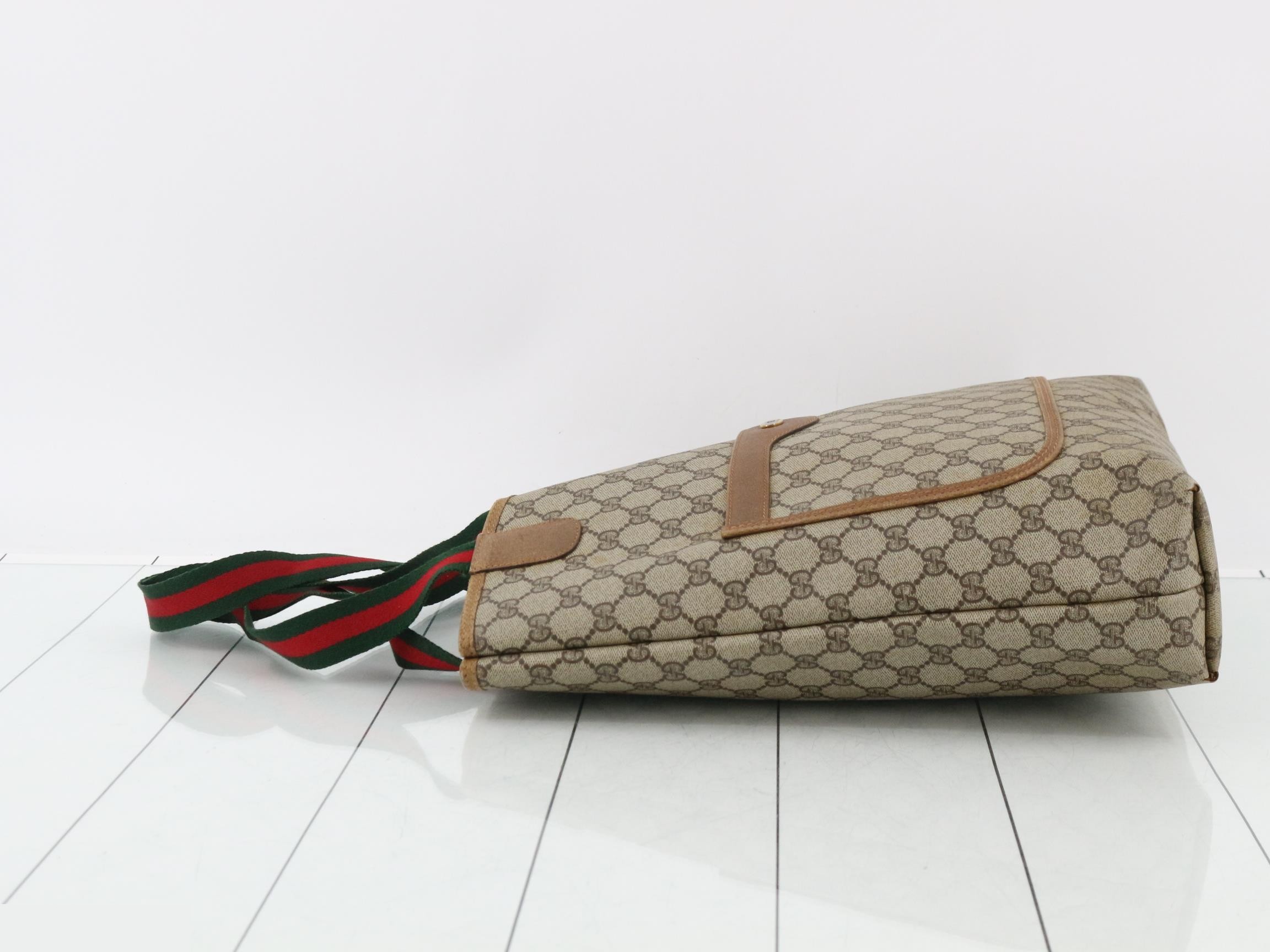 GG Supreme Sherry Line Tote Bag, PVC x Leather — view 4
