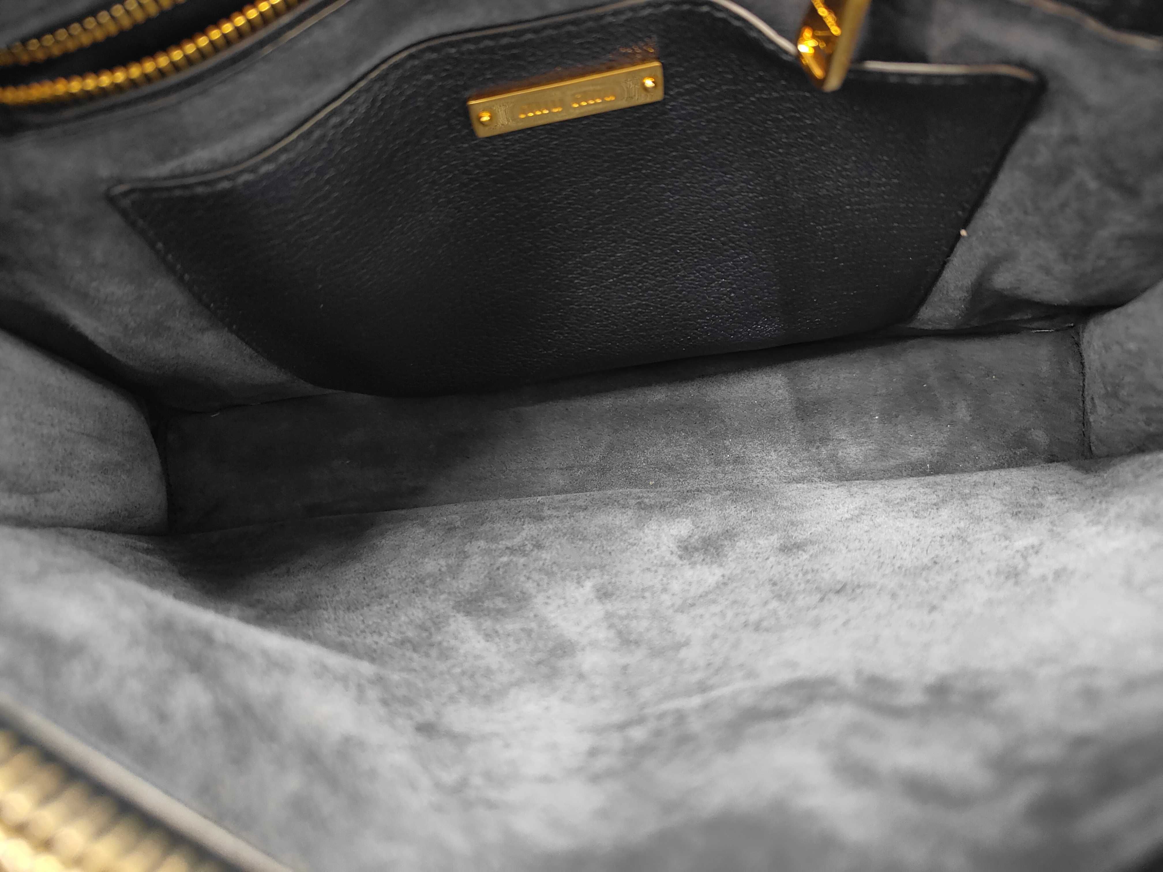 5BA104 Madras 2-way Shoulder Bag Leather Denim Blue Black Shoulder Bag — view 8