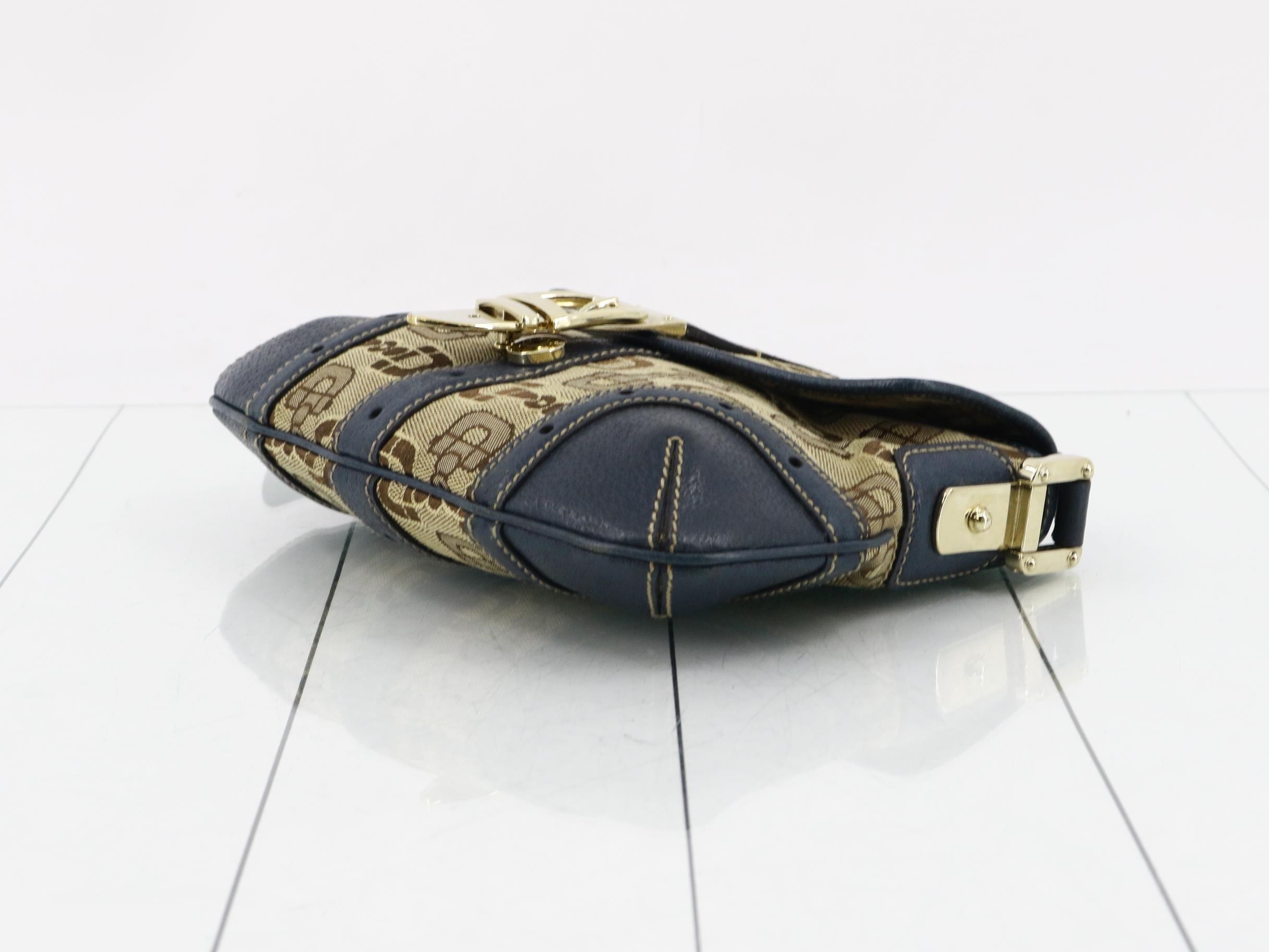 Canvas & Leather Horsebit Pattern One-Shoulder Bag — view 6