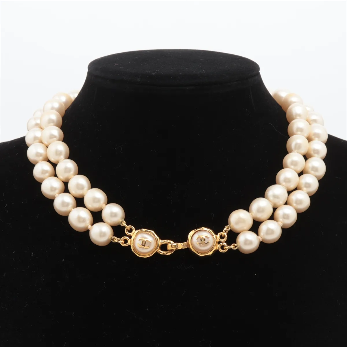 Coco Mark 93A Necklace, GP x Faux Pearl, Gold. Shows — view 5