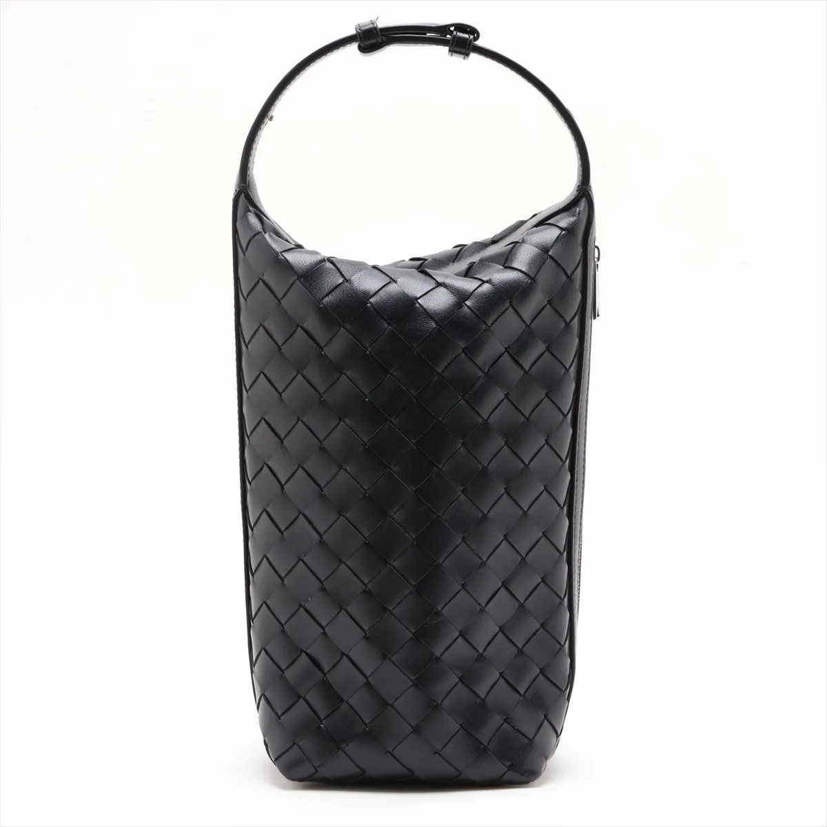 Intrecciato Leather Handbag, Black — view 2