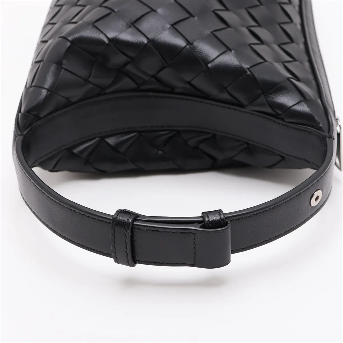 Intrecciato Leather Handbag, Black — view 5
