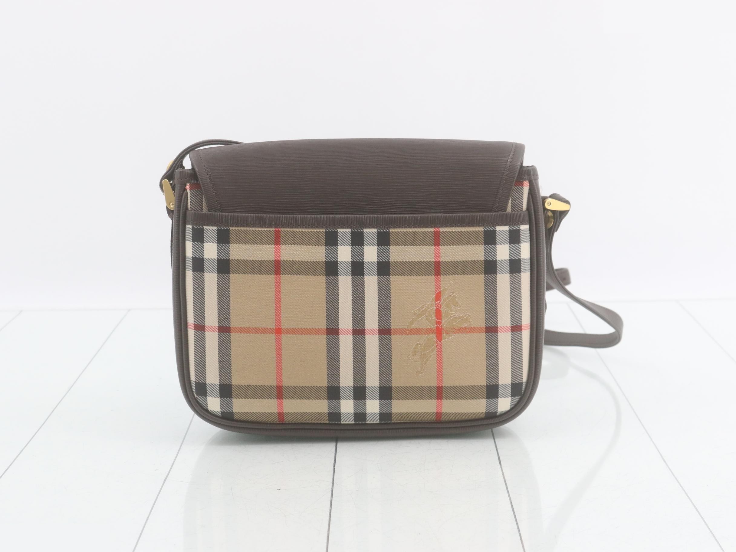 Shoulder bag, Nova Check pattern, brown canvas and leather. — view 2