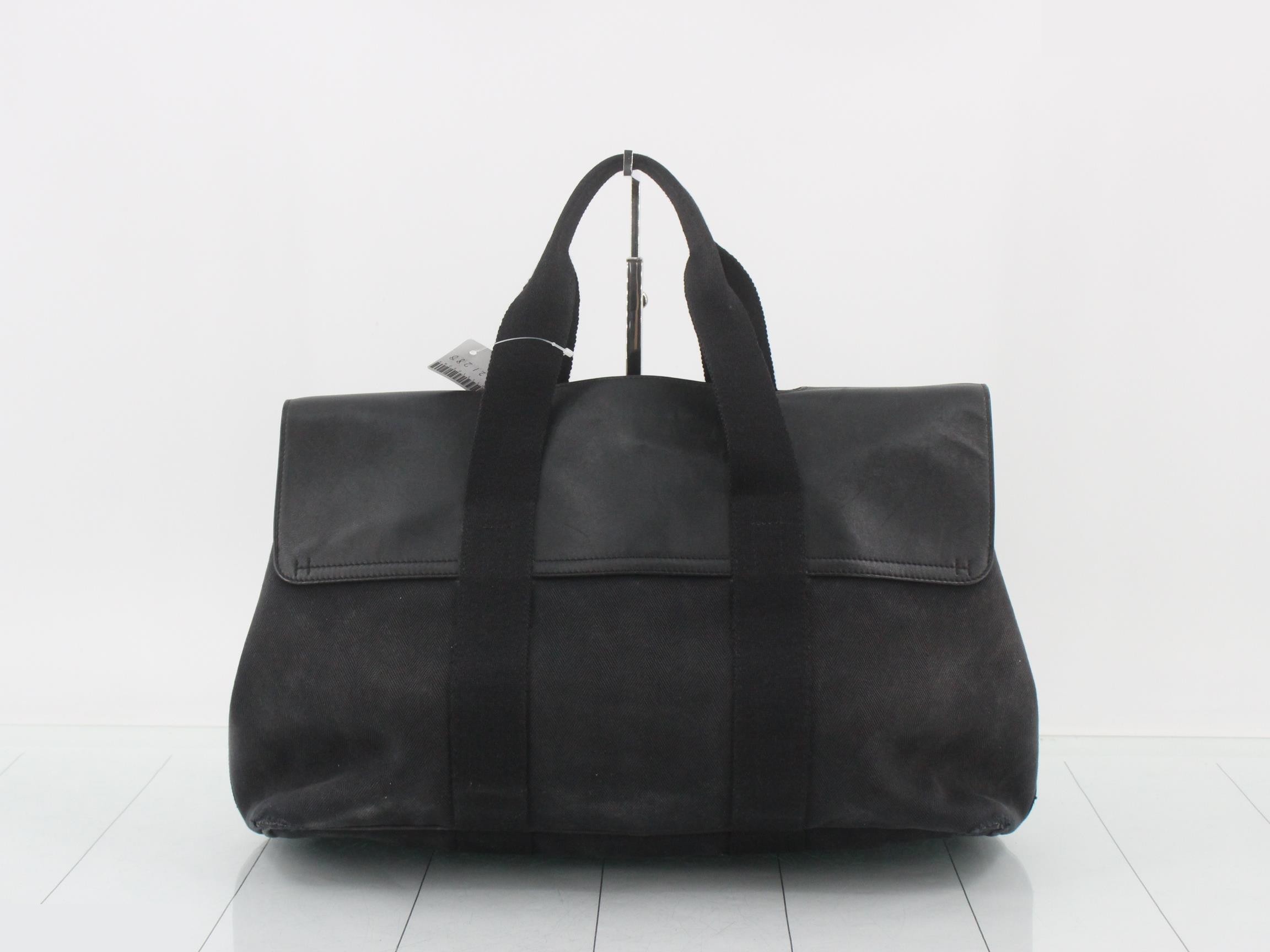 Valparaiso MM Canvas/Leather Tote Bag, J Stamp, Black — view 2