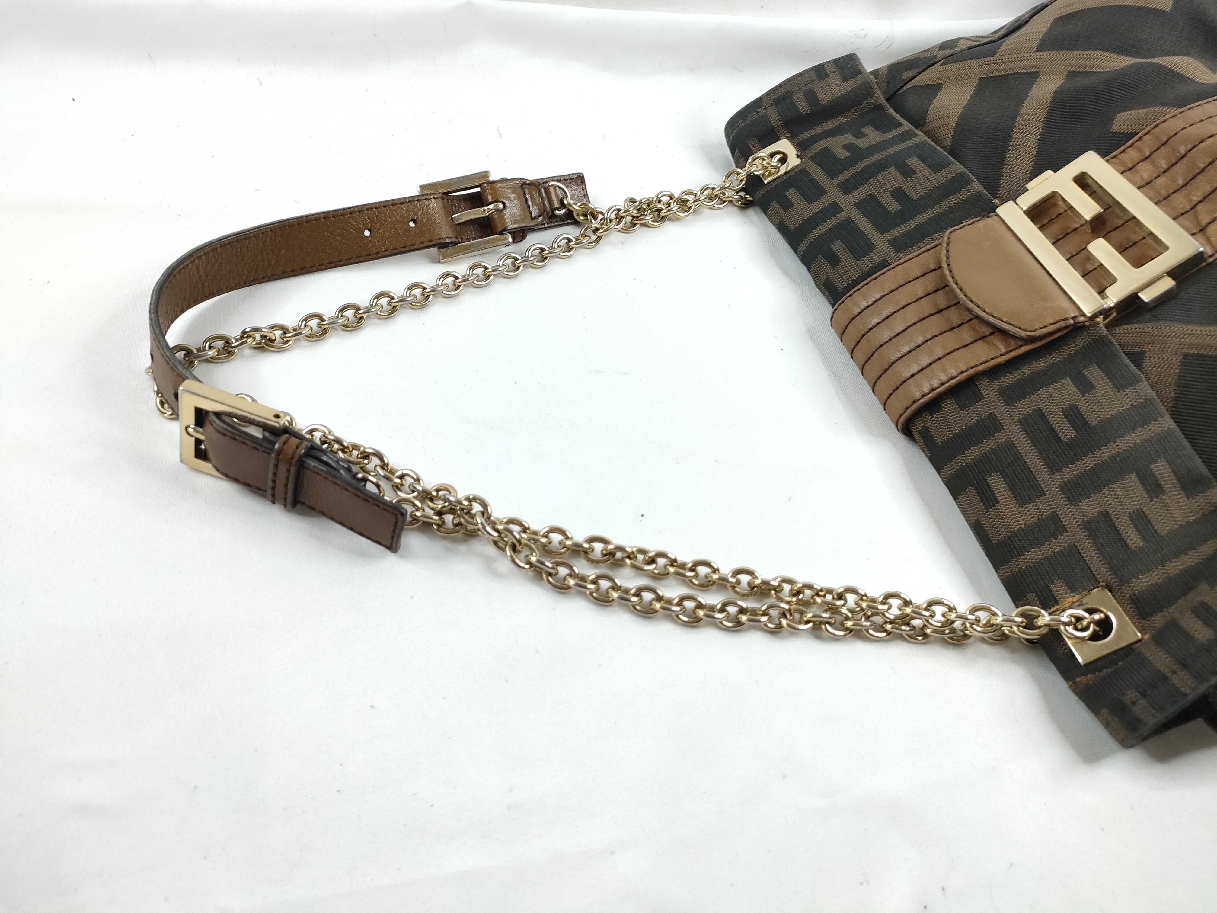 Zucca pattern DU- Zucca Canvas Chain Shoulder Bag Brown 8BT143 Shoulder bag — view 6