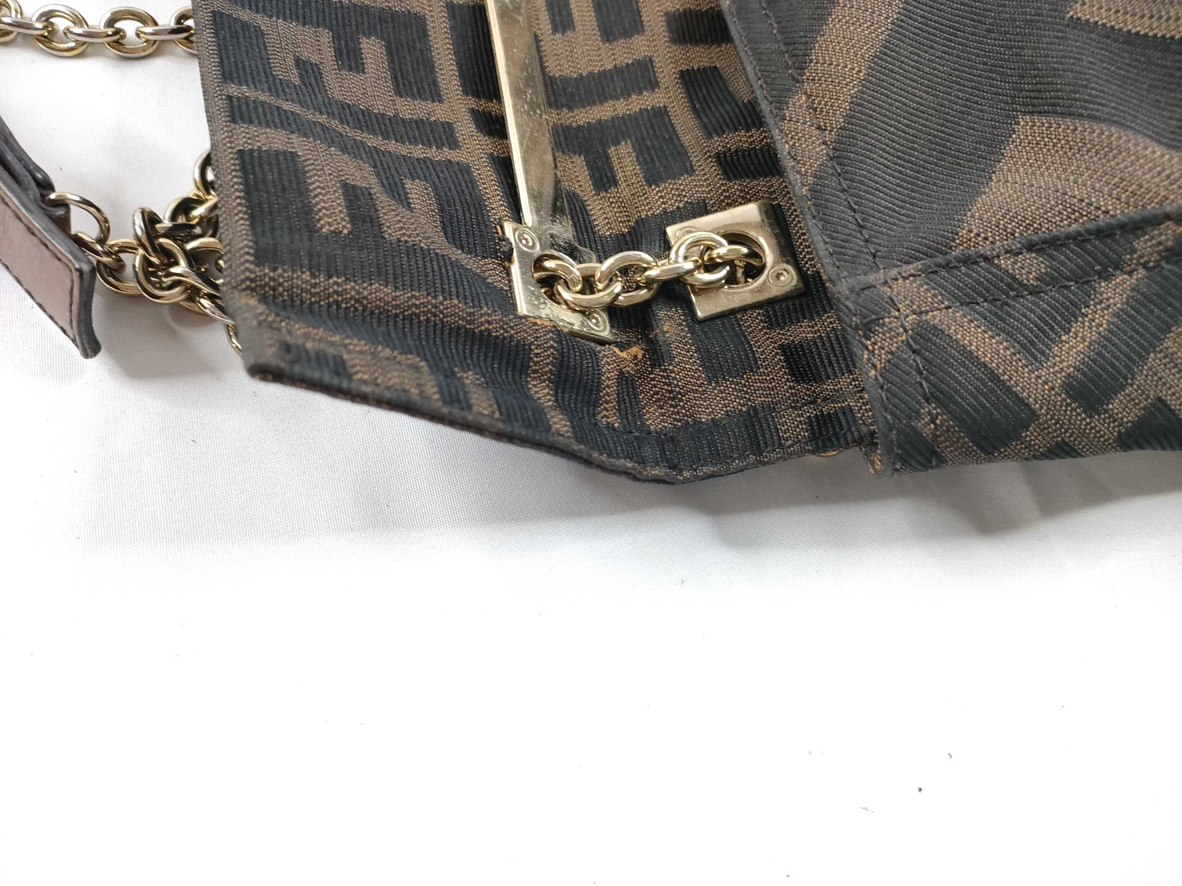 Zucca pattern DU- Zucca Canvas Chain Shoulder Bag Brown 8BT143 Shoulder bag — view 8