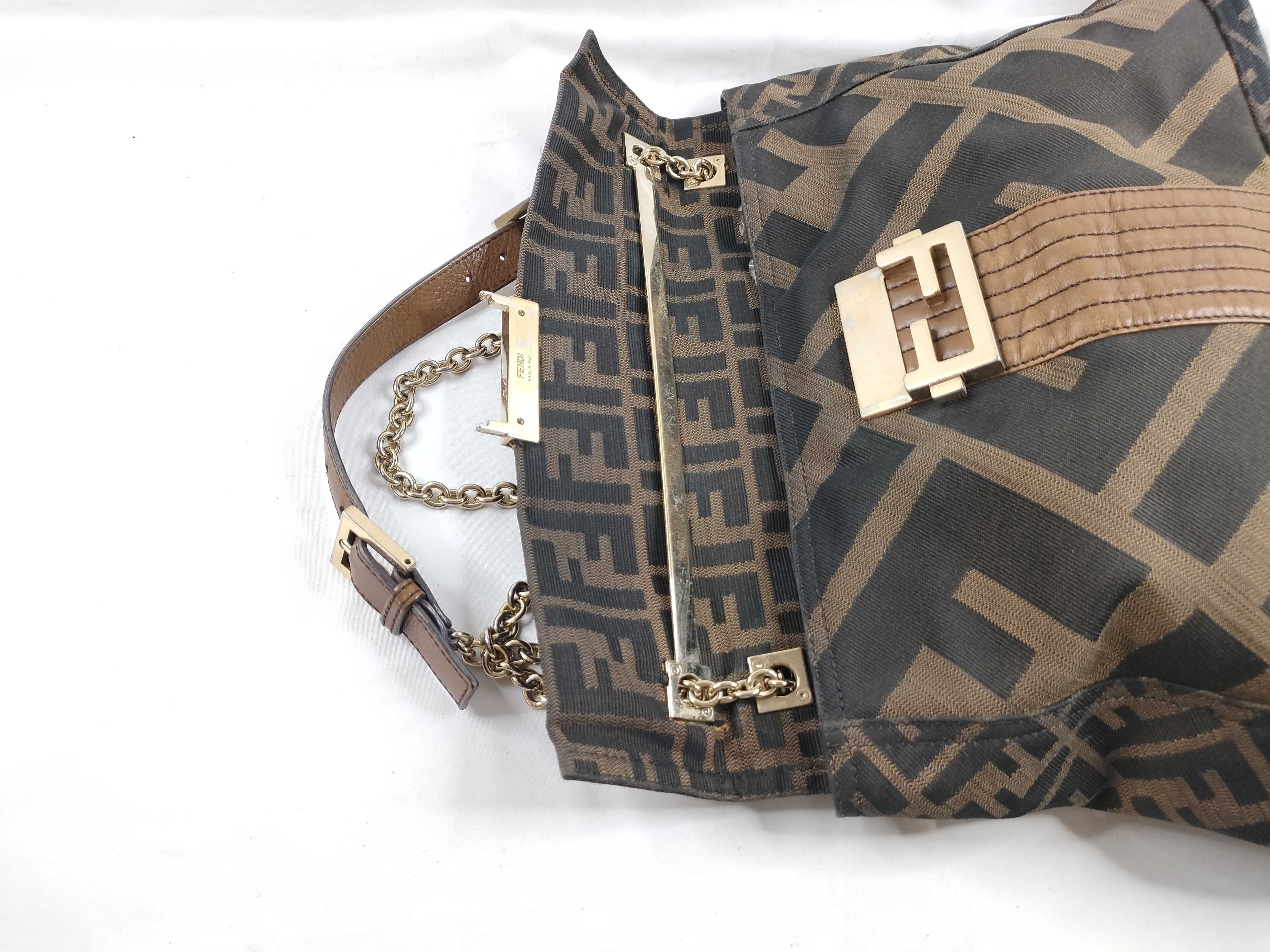 Zucca pattern DU- Zucca Canvas Chain Shoulder Bag Brown 8BT143 Shoulder bag — view 9