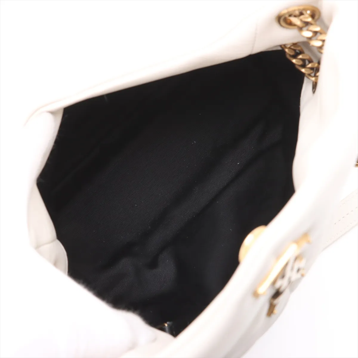 Lulu Puffer Leather Chain Shoulder Bag, White, 577476 — view 7