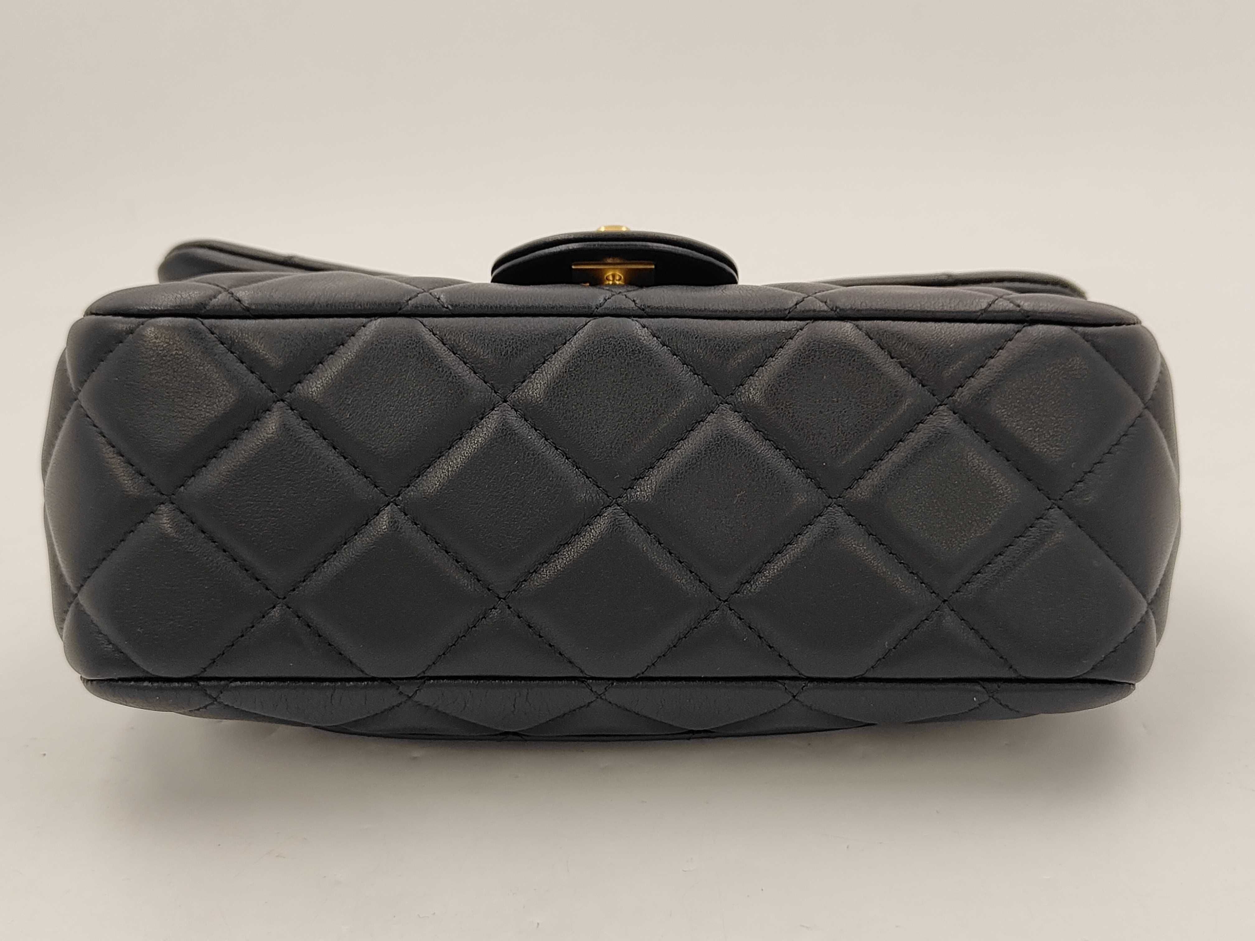 Lambskin Chain Shoulder Bag with Turn-Lock Closure and Handle — view 3