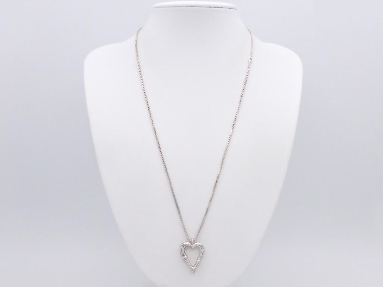 Bamboo heart necklace, 925 sterling silver, chain approximately 56cm, 13.0g — view 3
