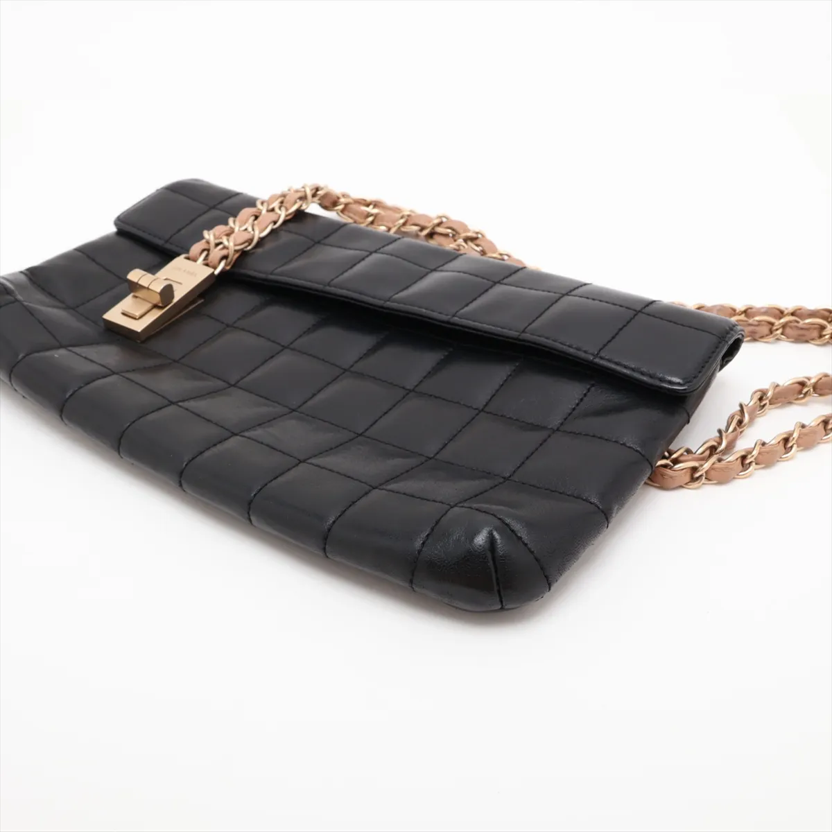 Chocolate Bar Lambskin Chain Shoulder Bag, Black with Gold Hardware, Item No. 8877943 (Serial No. 8) — view 3