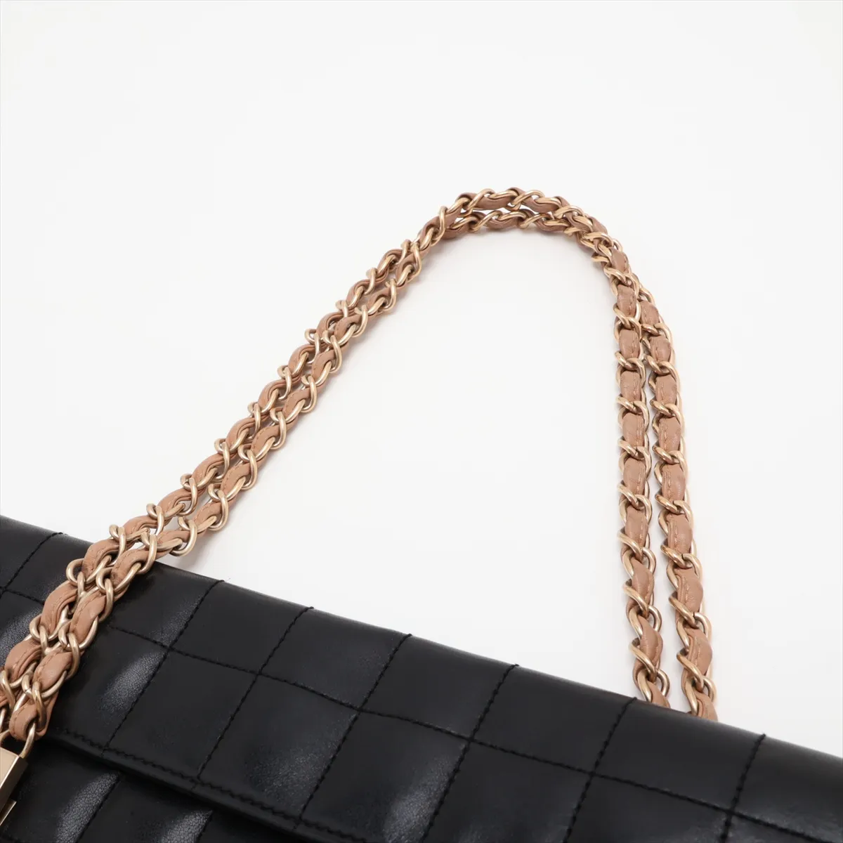 Chocolate Bar Lambskin Chain Shoulder Bag, Black with Gold Hardware, Item No. 8877943 (Serial No. 8) — view 5