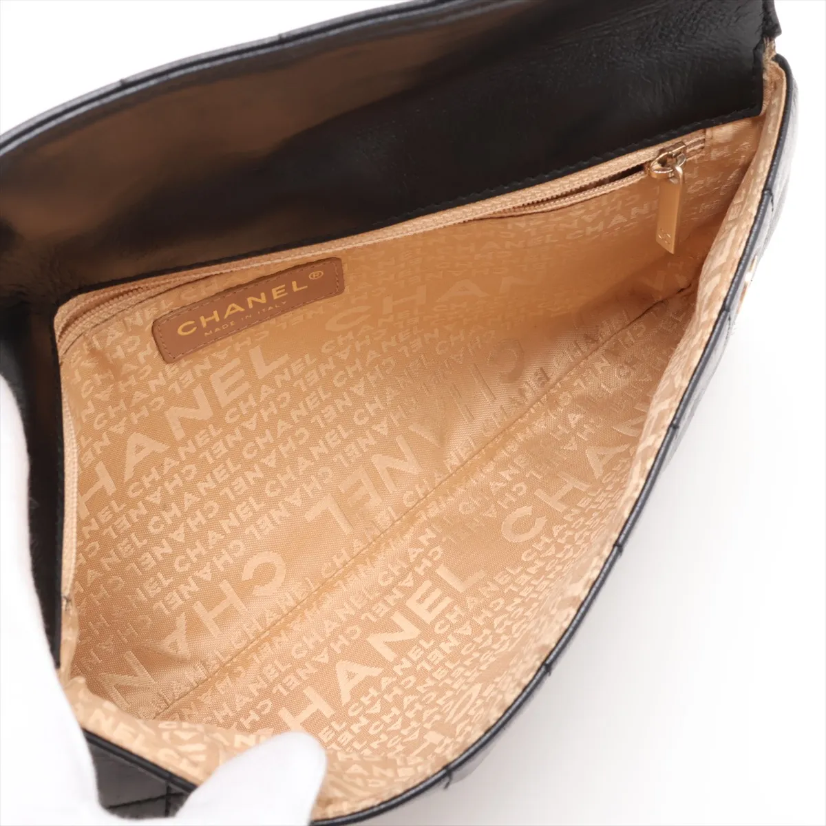 Chocolate Bar Lambskin Chain Shoulder Bag, Black with Gold Hardware, Item No. 8877943 (Serial No. 8) — view 6