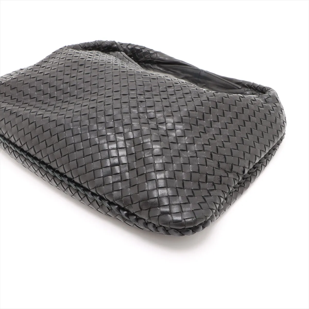 Intrecciato Hobo Leather Shoulder Bag Black 115654 — view 3
