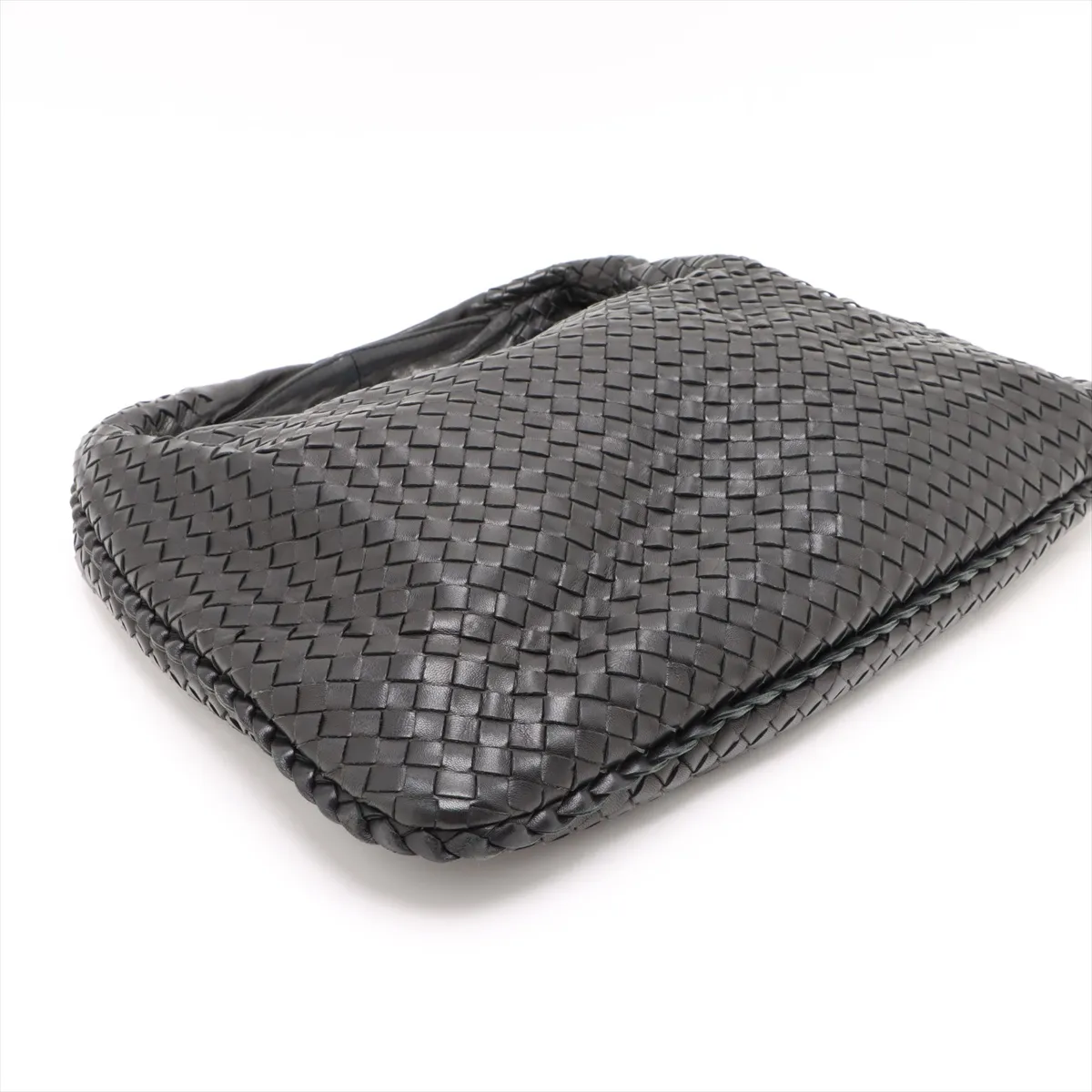 Intrecciato Hobo Leather Shoulder Bag Black 115654 — view 4