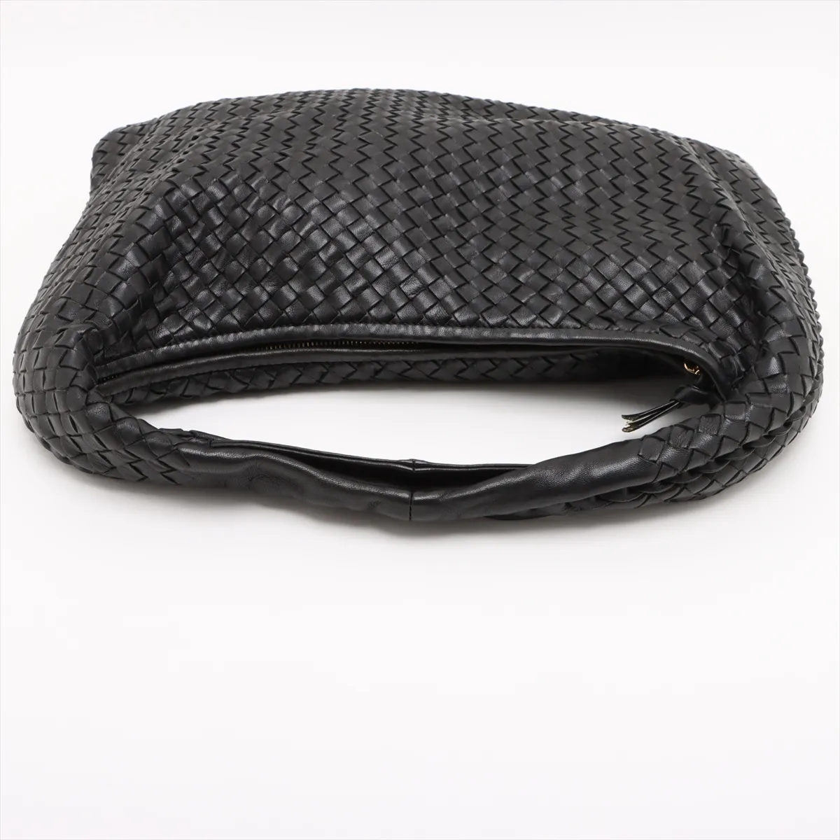 Intrecciato Hobo Leather Shoulder Bag Black 115654 — view 5