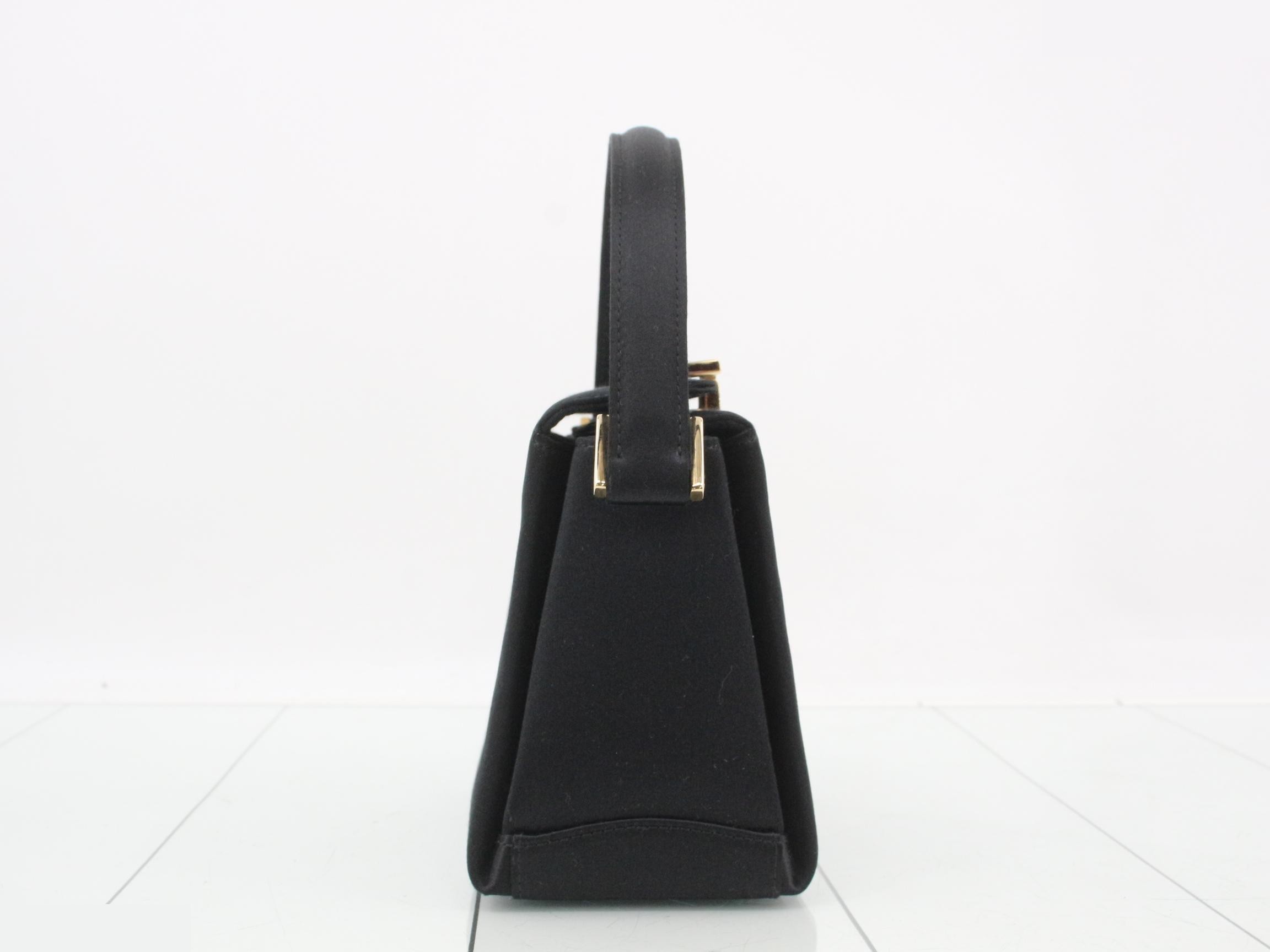 Satin handbag with gold hardware — view 4