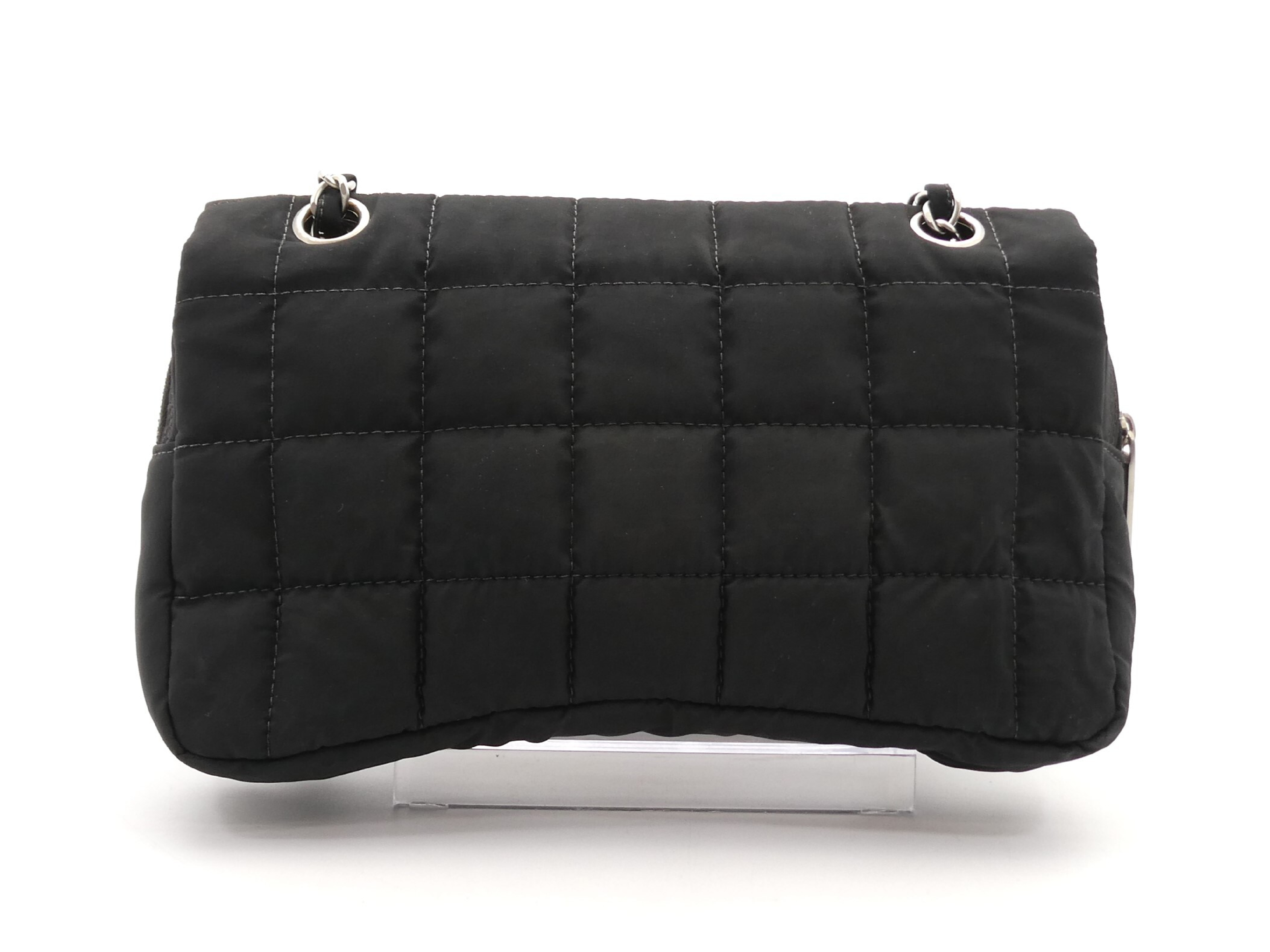 Chocolate Bar Nylon Coco Mark Turnlock Double Chain Shoulder Bag — view 2
