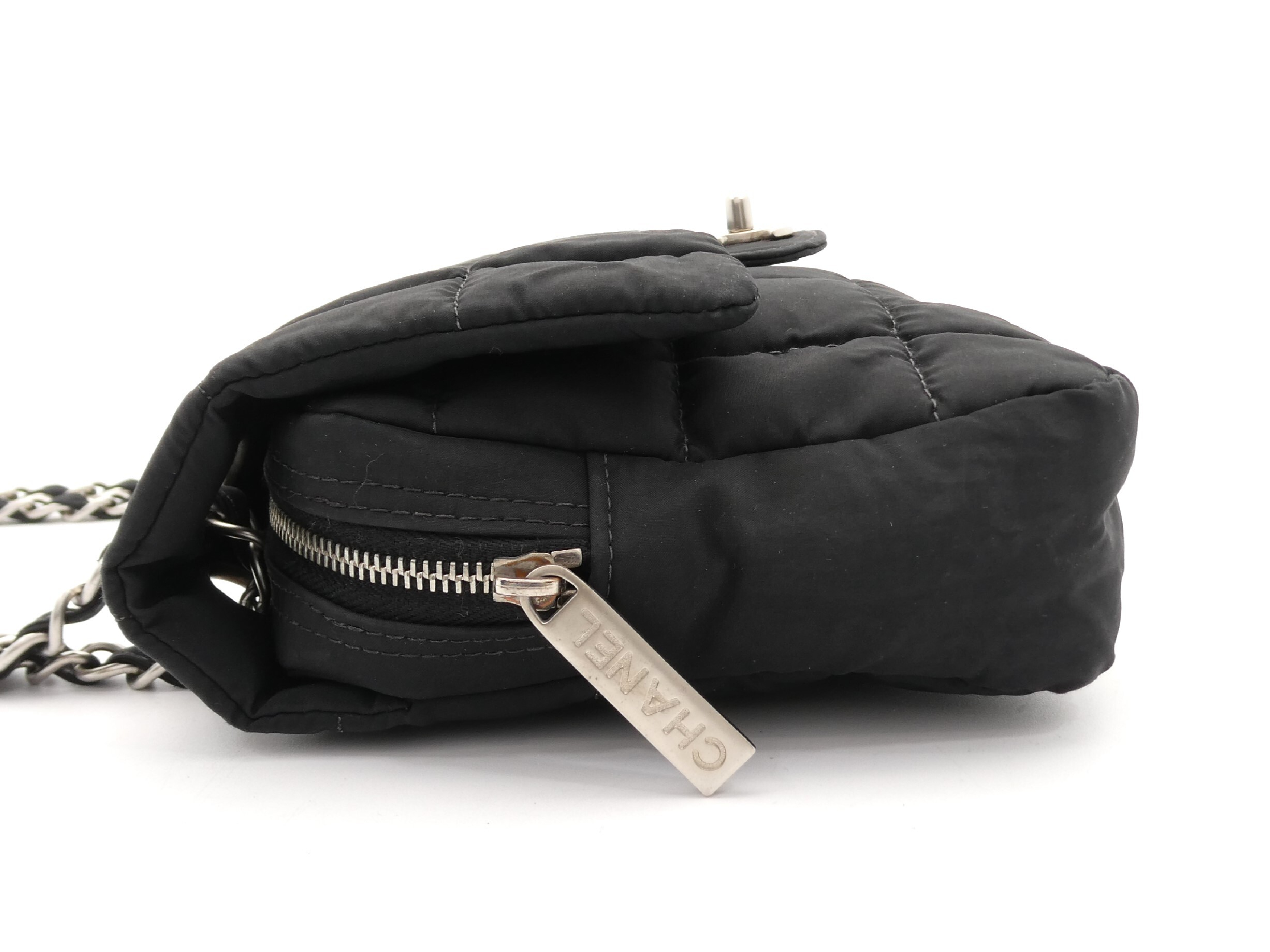 Chocolate Bar Nylon Coco Mark Turnlock Double Chain Shoulder Bag — view 3