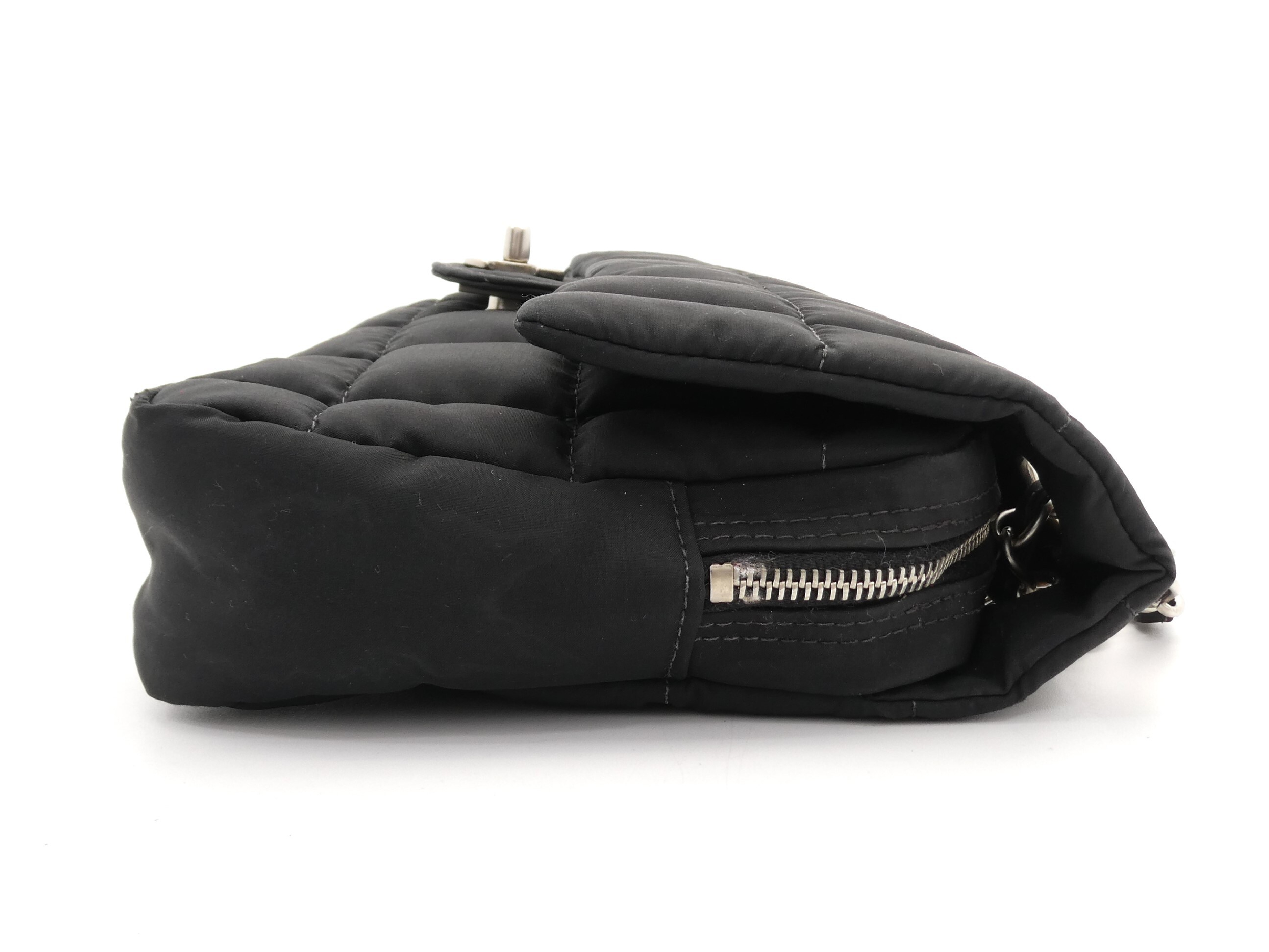 Chocolate Bar Nylon Coco Mark Turnlock Double Chain Shoulder Bag — view 4