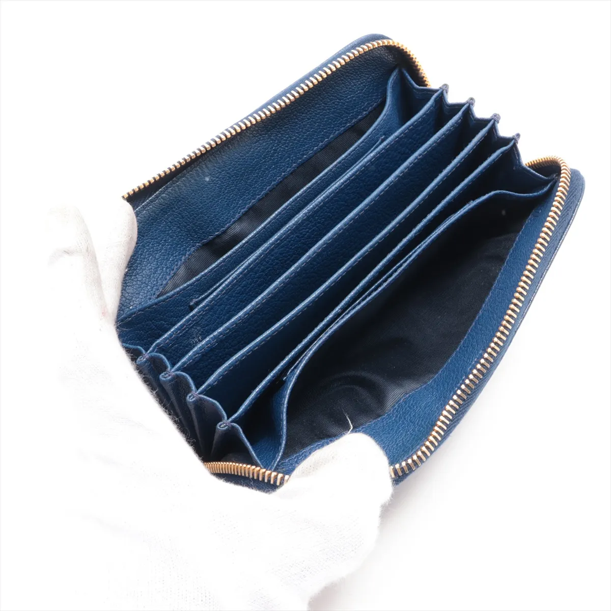Madras Leather Round Zip Wallet Blue 5M1394 — view 3