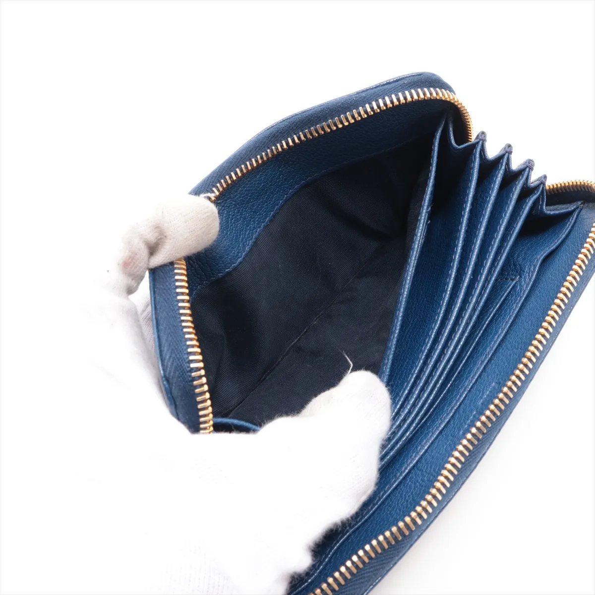 Madras Leather Round Zip Wallet Blue 5M1394 — view 4