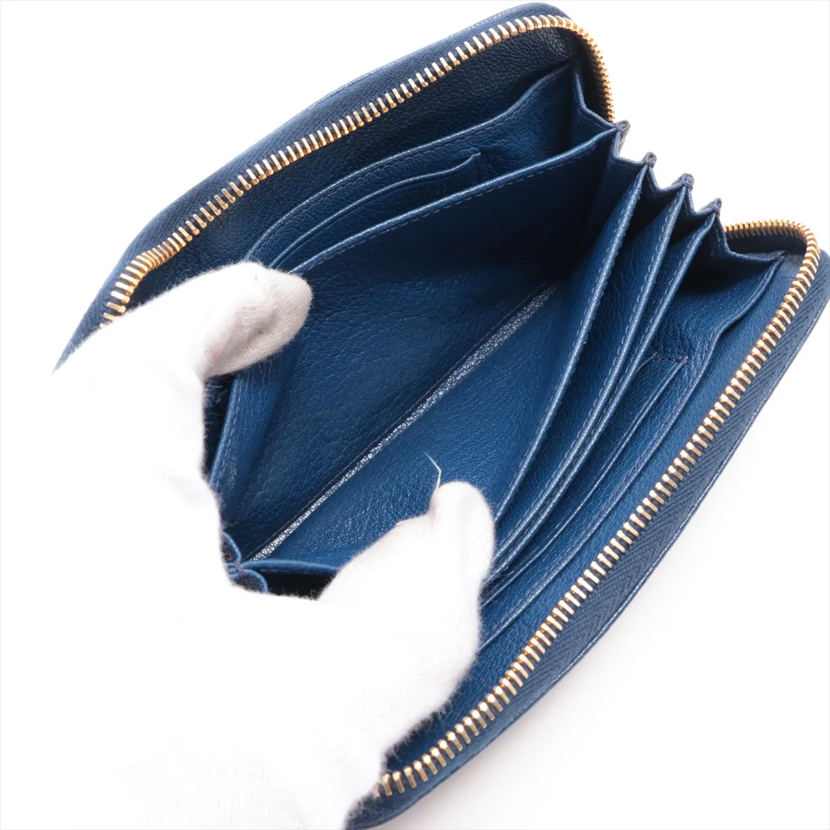 Madras Leather Round Zip Wallet Blue 5M1394 — view 6