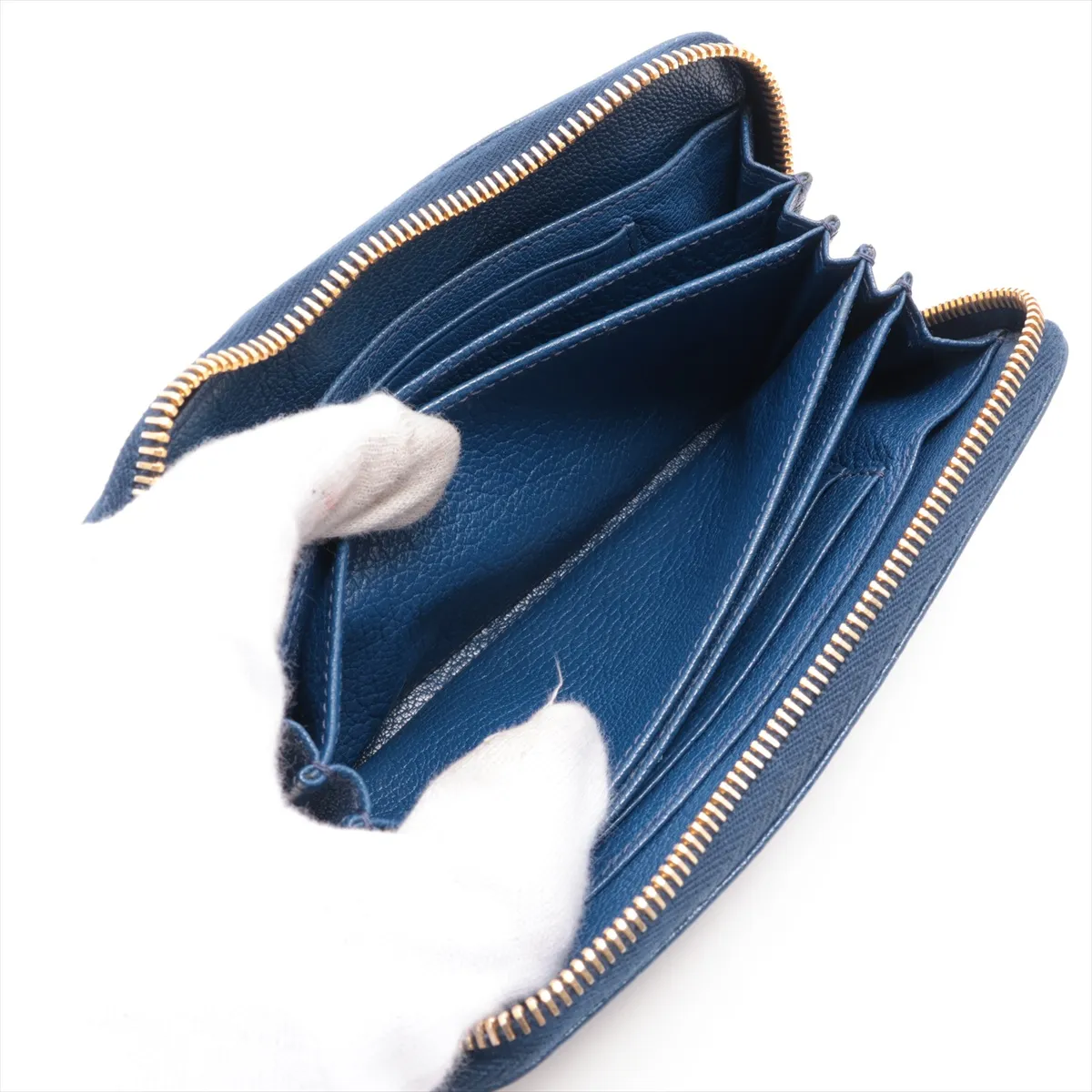 Madras Leather Round Zip Wallet Blue 5M1394 — view 7