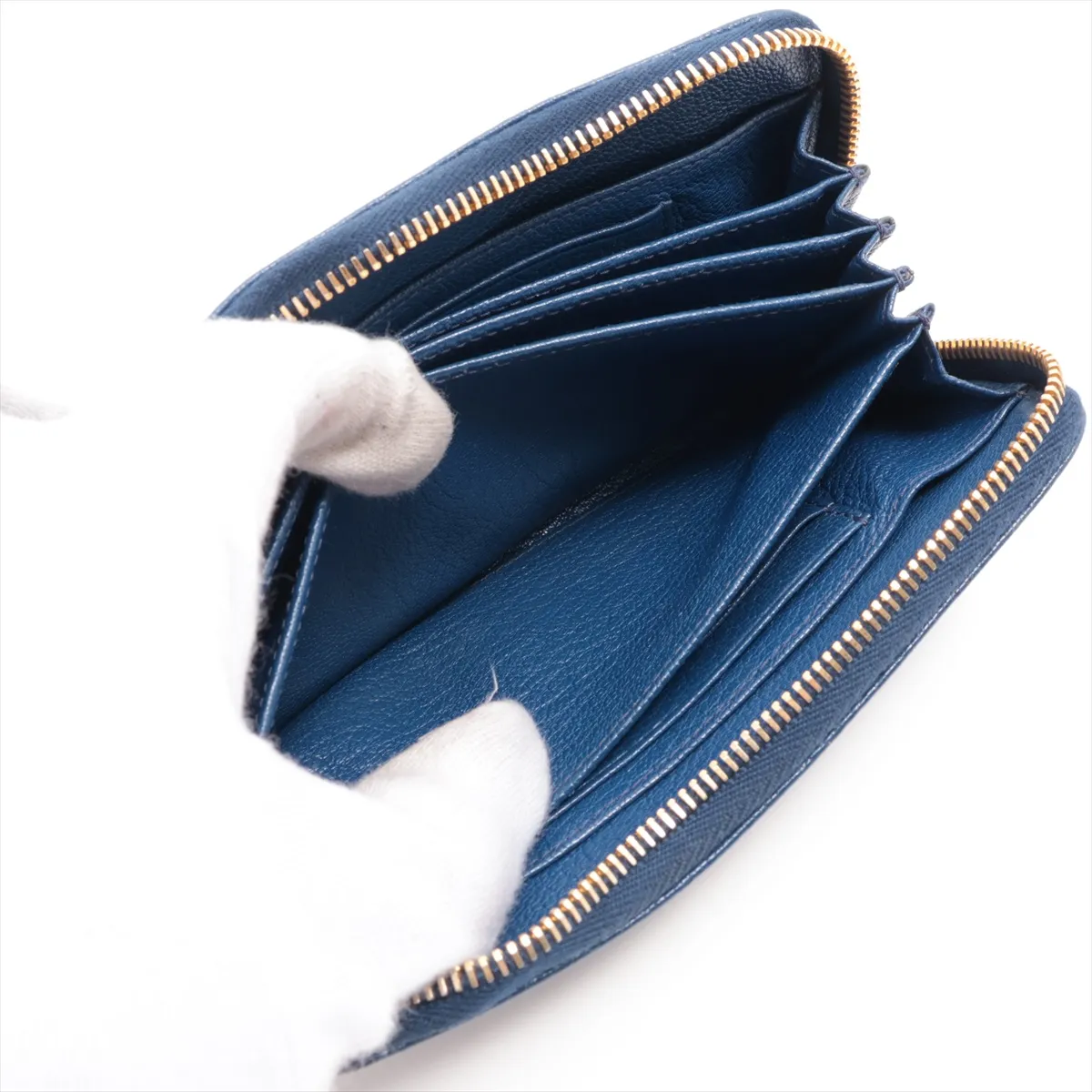 Madras Leather Round Zip Wallet Blue 5M1394 — view 8