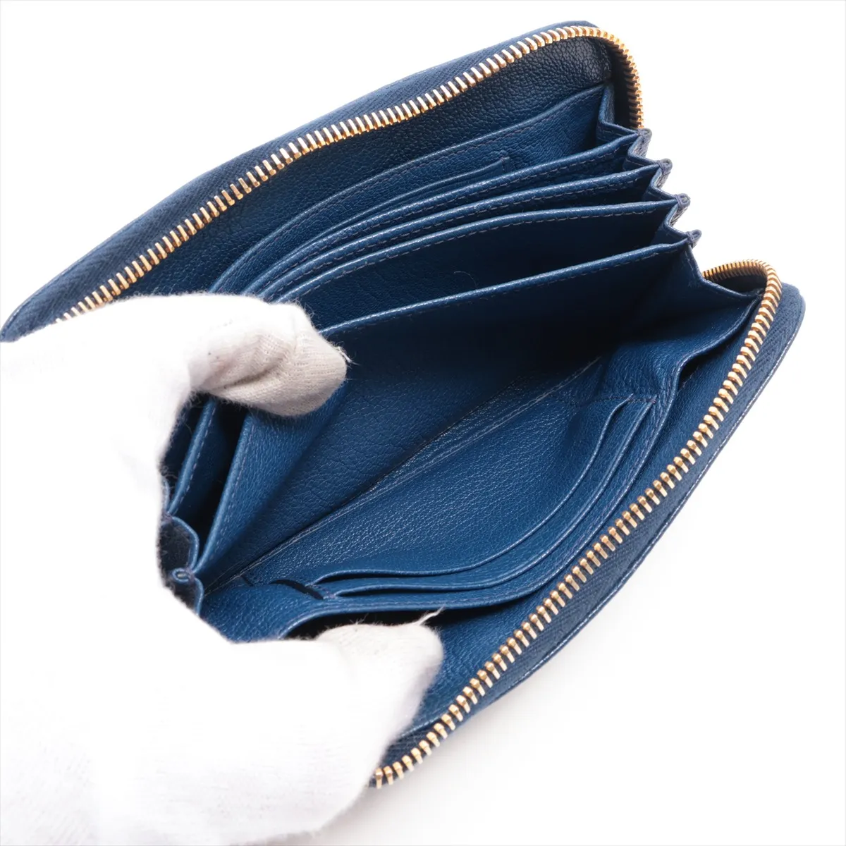 Madras Leather Round Zip Wallet Blue 5M1394 — view 9