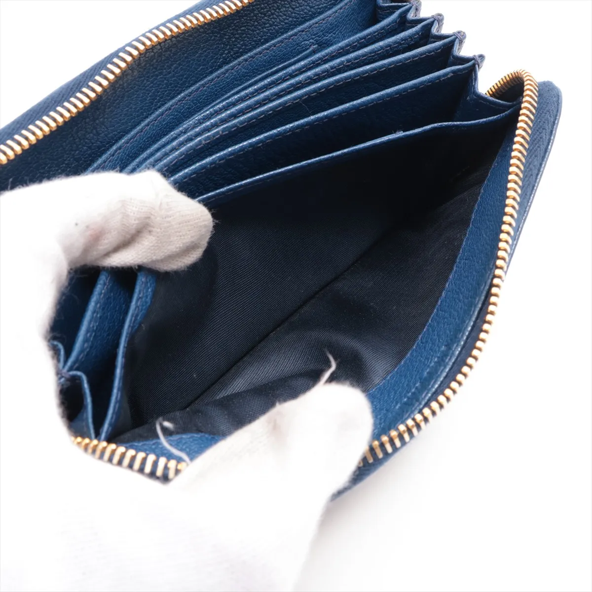 Madras Leather Round Zip Wallet Blue 5M1394 — view 10
