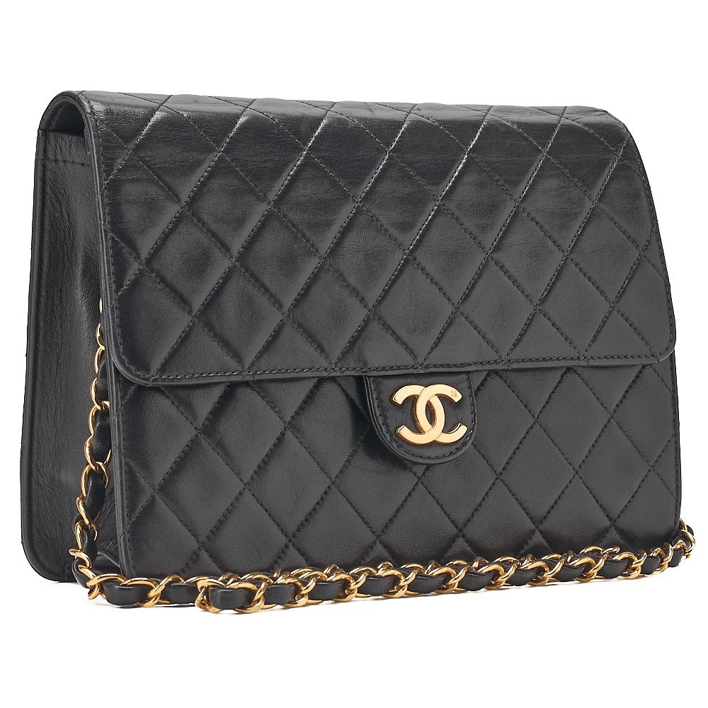 Lambskin Matelassé 23cm Push-Lock Black — view 3