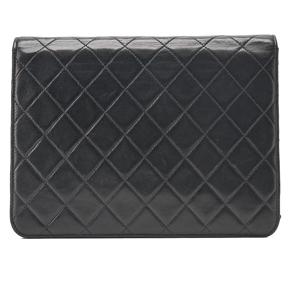 Lambskin Matelassé 23cm Push-Lock Black — view 4