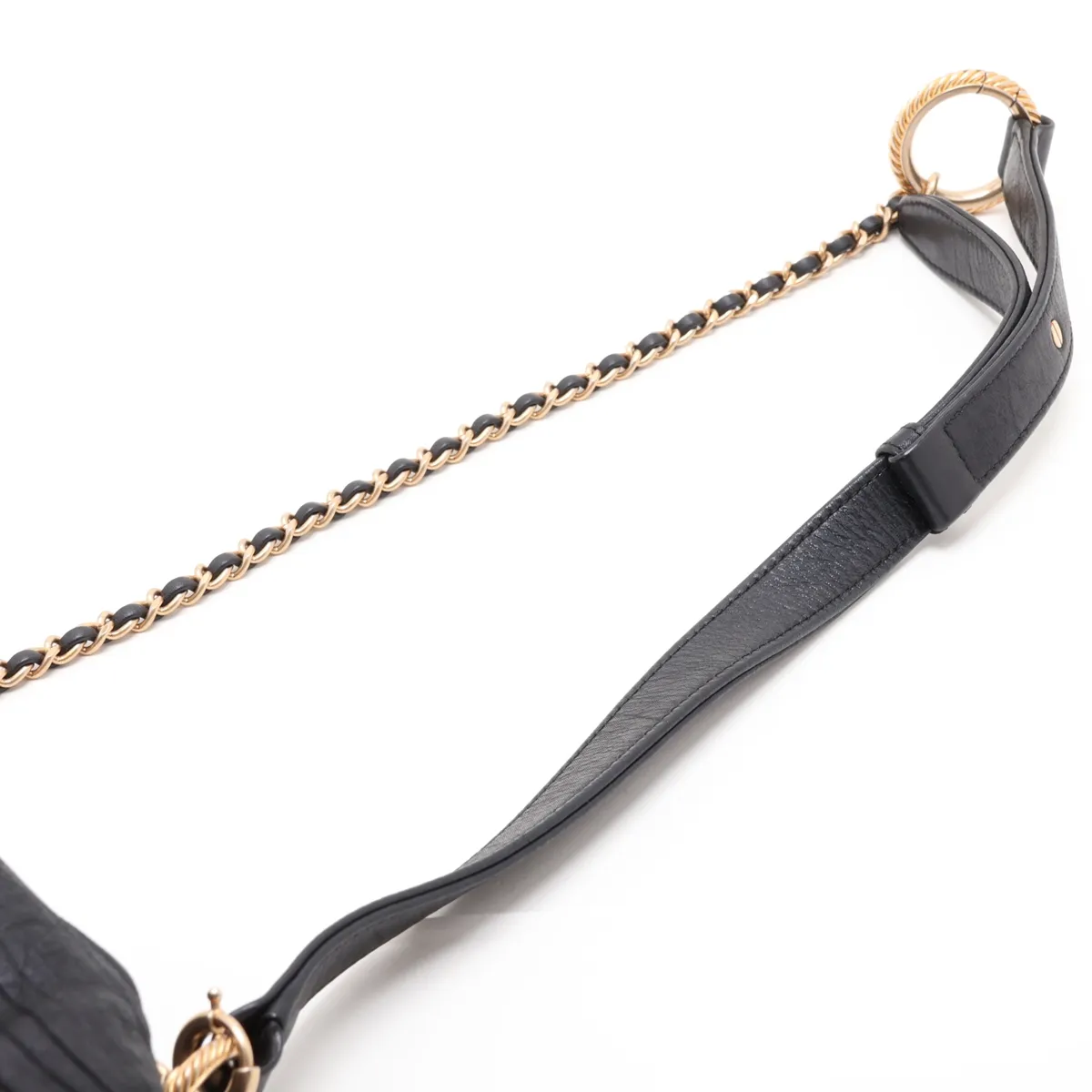 Coco Mark Sparkle Leather Chain Shoulder Bag, Drawstring, Fringe, Black, Gold Hardware, 24889617, Series 2 — view 5