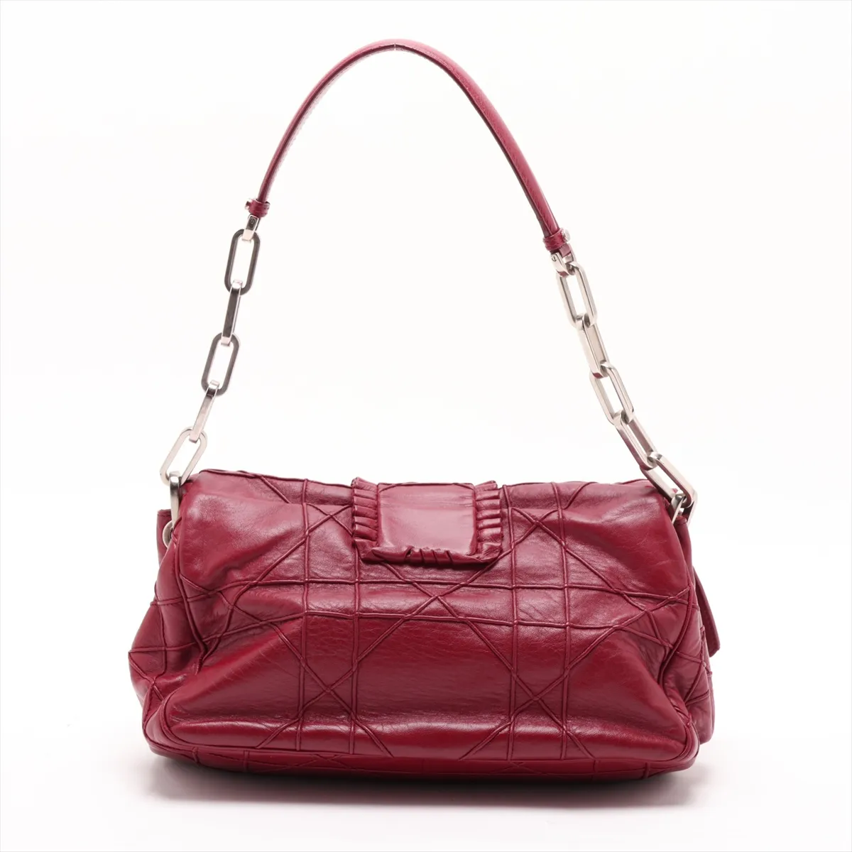 Cannage New Rock Leather Chain Shoulder Bag, Red — view 2