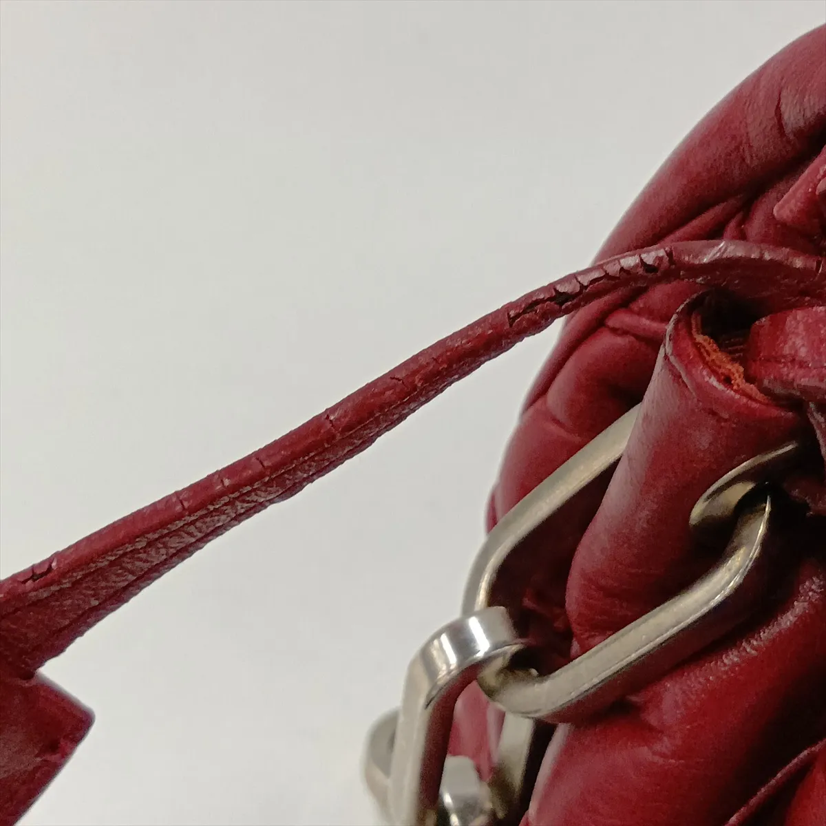 Cannage New Rock Leather Chain Shoulder Bag, Red — view 13