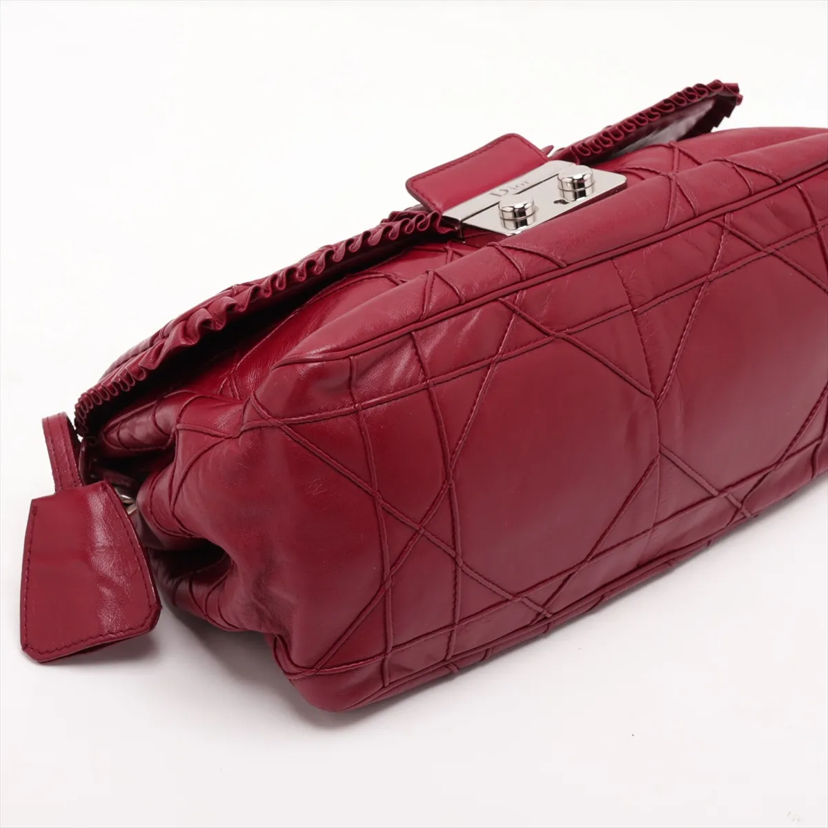 Cannage New Rock Leather Chain Shoulder Bag, Red — view 4