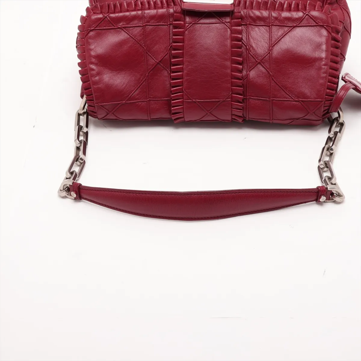 Cannage New Rock Leather Chain Shoulder Bag, Red — view 5