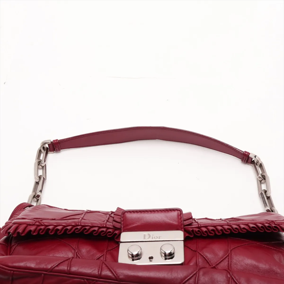 Cannage New Rock Leather Chain Shoulder Bag, Red — view 6