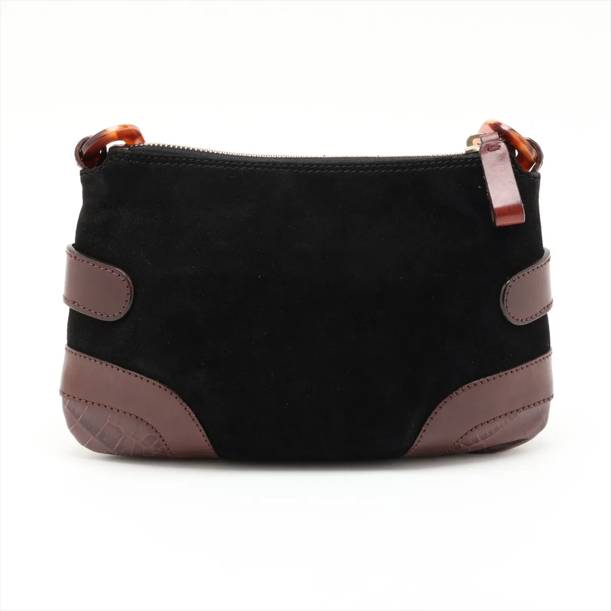 Suede and Leather Shoulder Bag, Brown — view 2